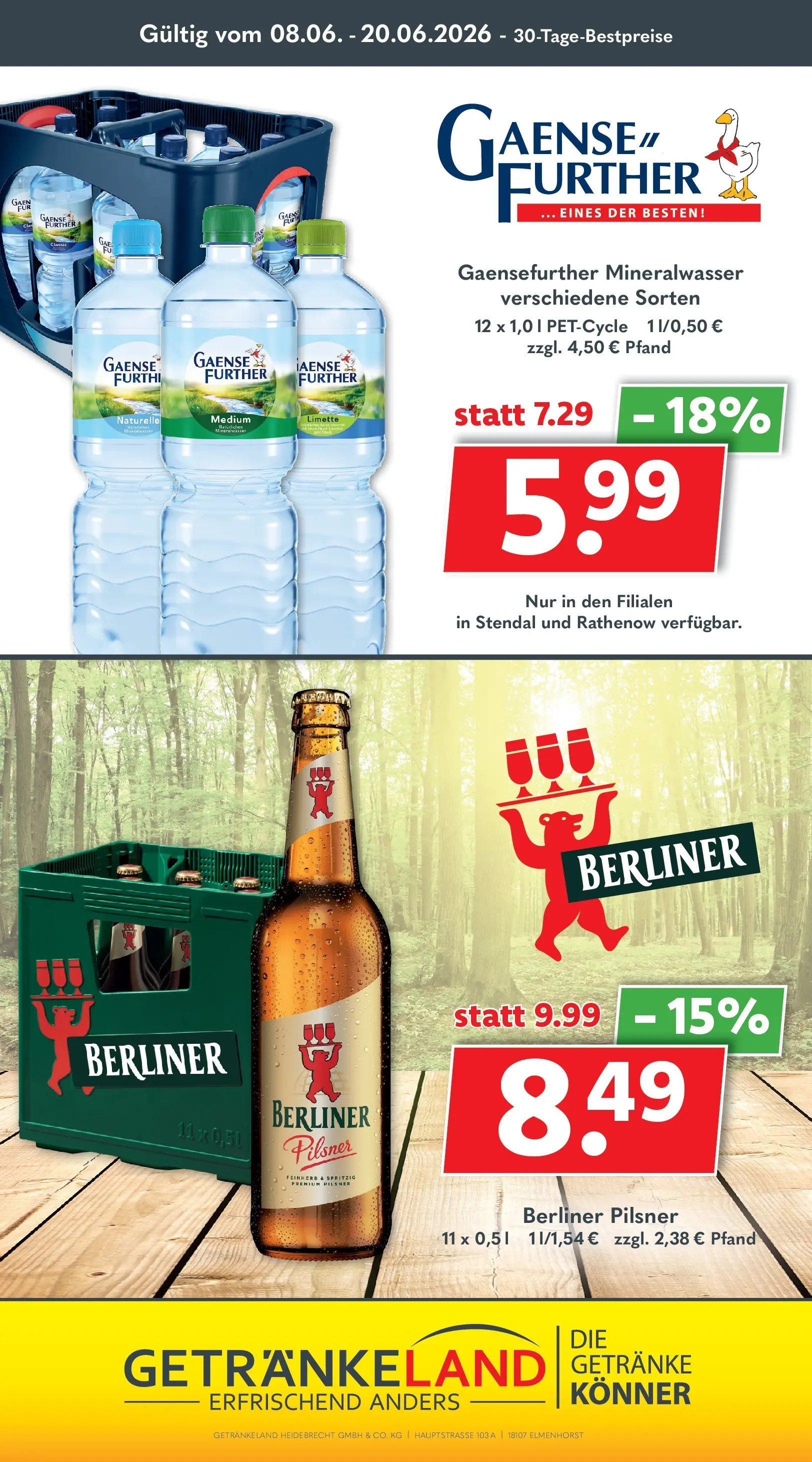 Getränkeland - Getränkeland: Getränkeangebote (ab 08.06.2026) zum Blättern | Seite: 11 | Produkte: Berliner, Mineralwasser, Limette, Berliner pilsner