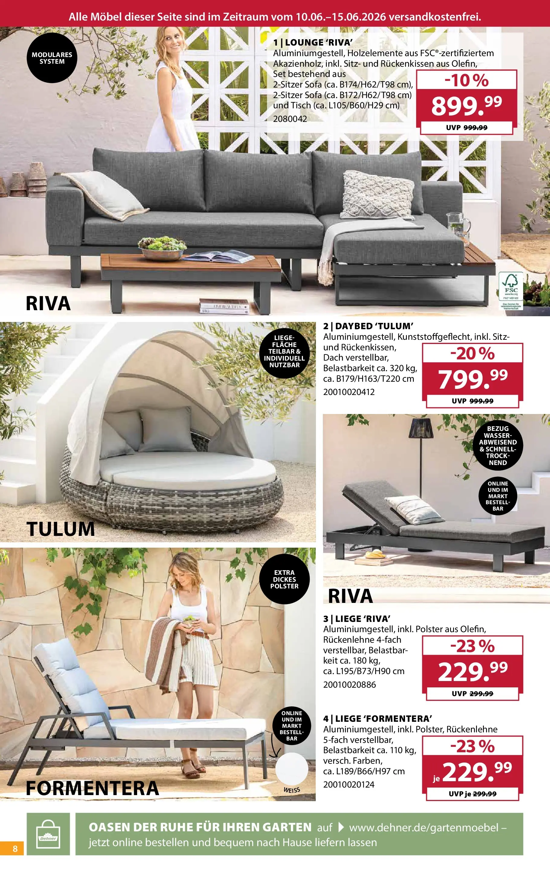 Dehner - Dehner: Garten & Zoo (ab 09.06.2026) zum Blättern | Seite: 8 | Produkte: Sofa, Tisch, Liege, Wasser