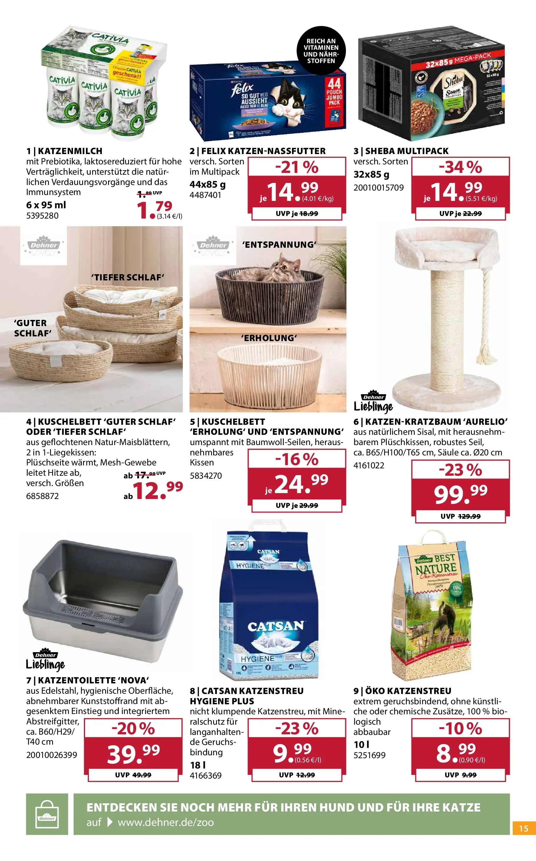 Dehner - Dehner: Garten & Zoo (ab 09.06.2026) zum Blättern | Seite: 15 | Produkte: Catsan, Sheba, Kissen