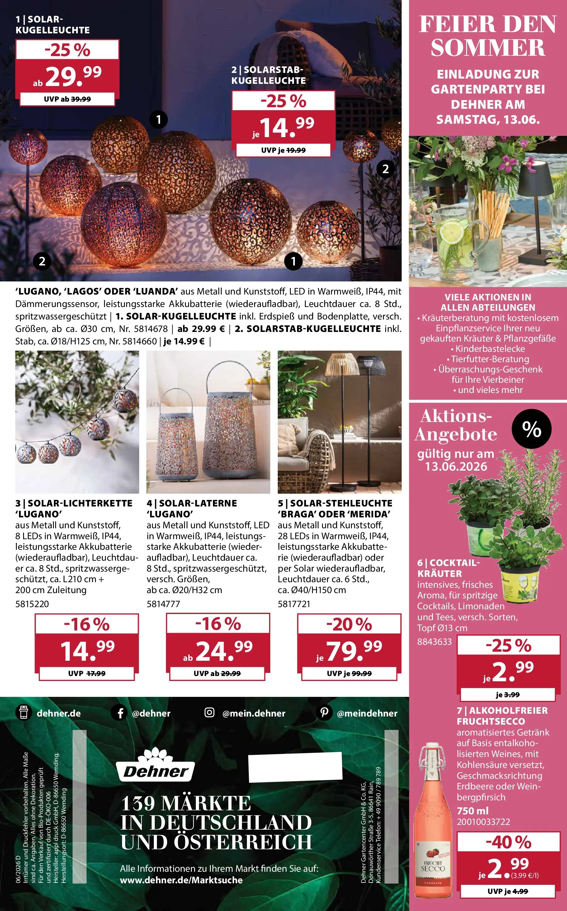 Dehner - Dehner: Garten & Zoo (ab 09.06.2026) zum Blättern | Seite: 16 | Produkte: Fruchtsecco, Wein, Telefon