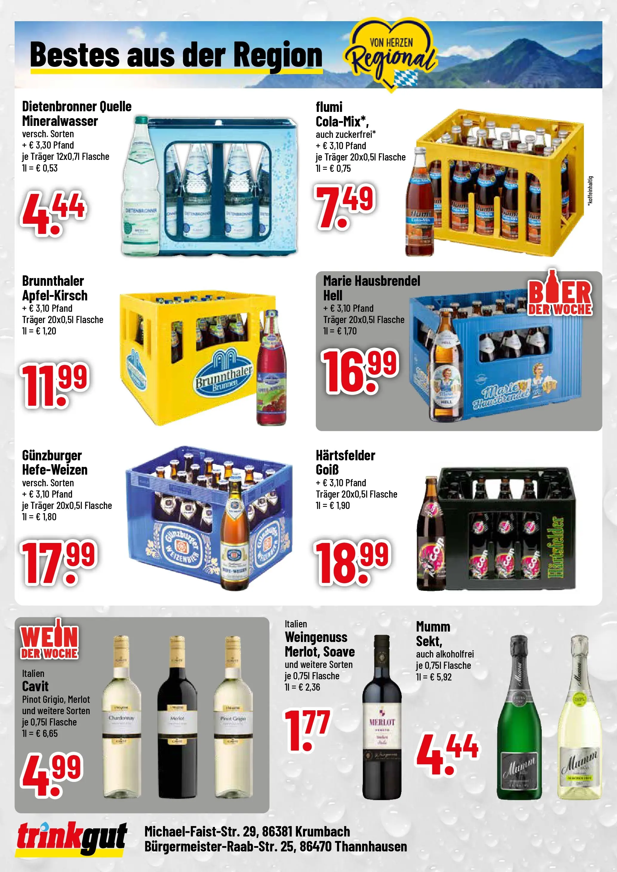 Trinkgut Prospekt Krumbach (ab 08.06.2026) » Angebote online | Seite: 4 | Produkte: Sekt, Merlot, Mineralwasser, Wein