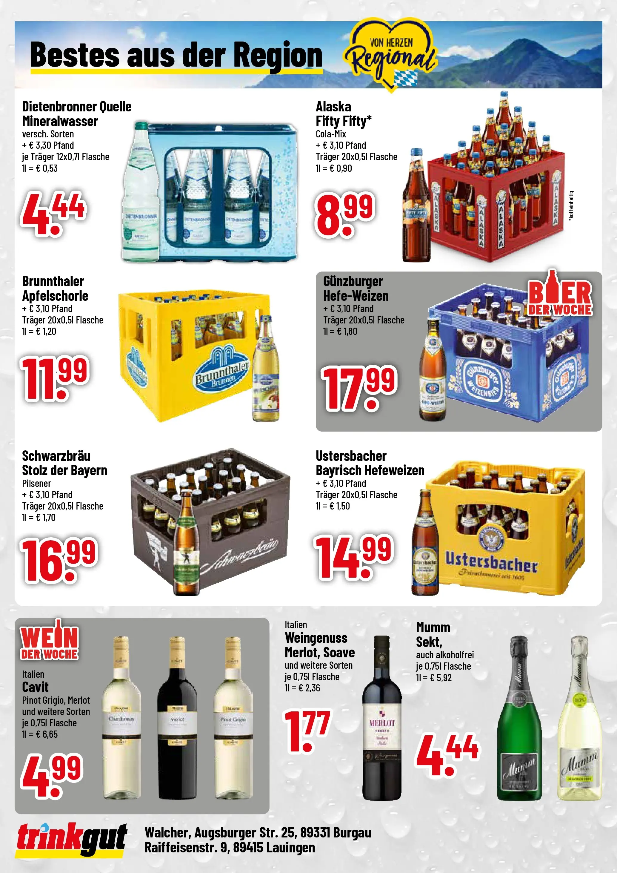 Trinkgut Prospekt Burgau (ab 08.06.2026) » Angebote online | Seite: 4 | Produkte: Merlot, Mineralwasser, Wein