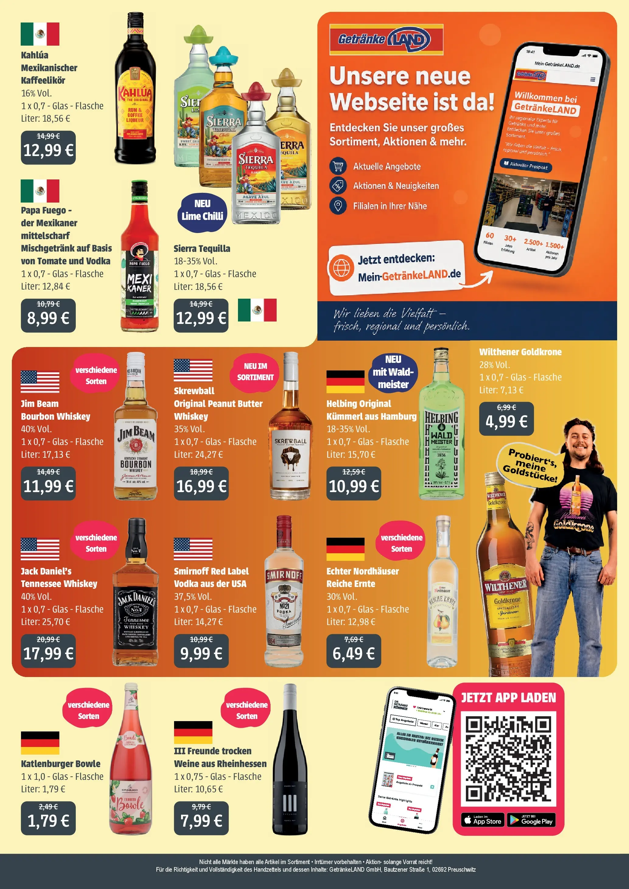 Angebote - GetränkeLand Mayer: Getränkeangebote (ab 07.06.2026) zum Blättern | Seite: 5 | Produkte: Wilthener, Butter, Smirnoff, Whiskey