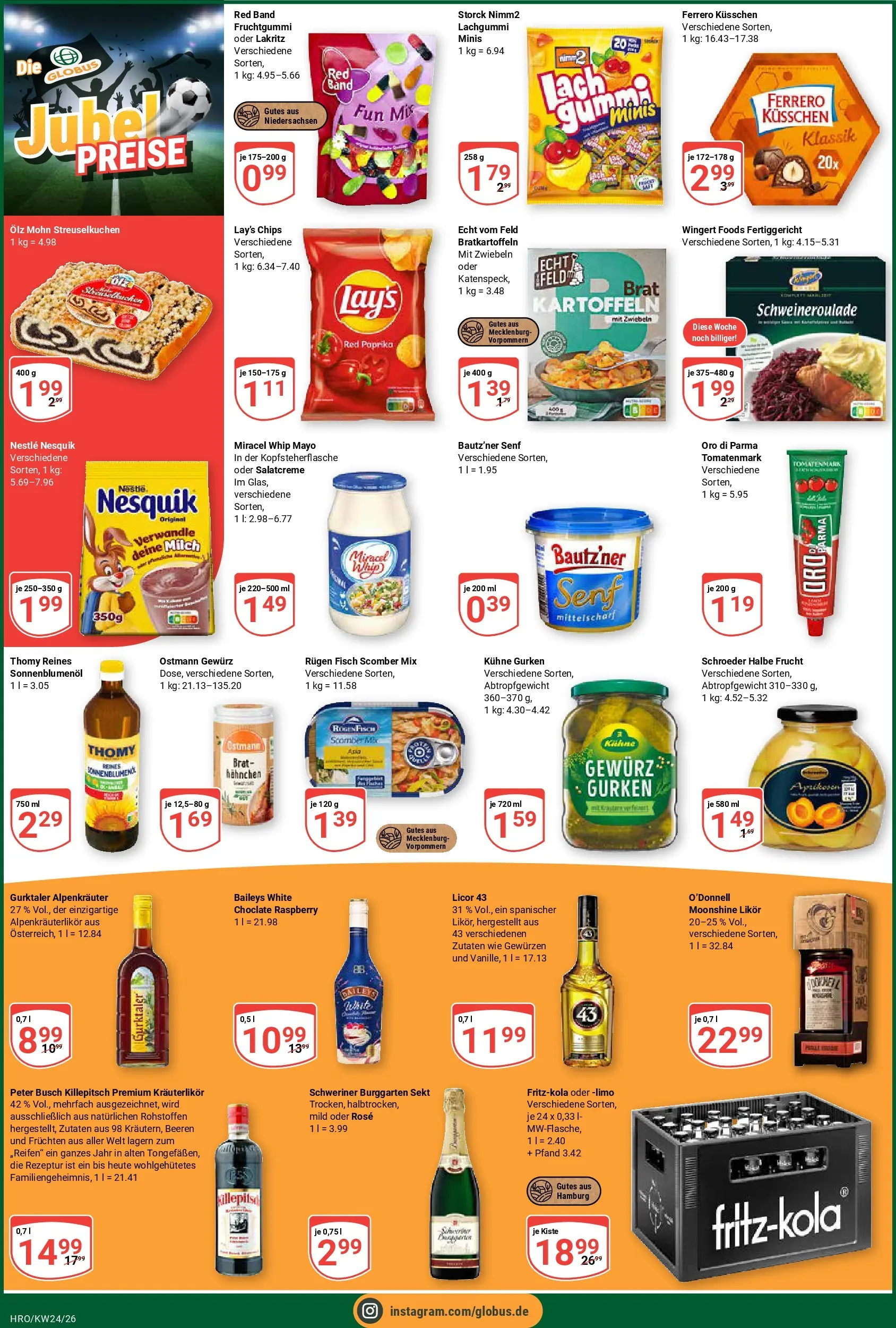 Globus Prospekt Rostock (ab 08.06.2026) » Angebote online | Seite: 6 | Produkte: Milch, Sekt, Miracel whip, Chips
