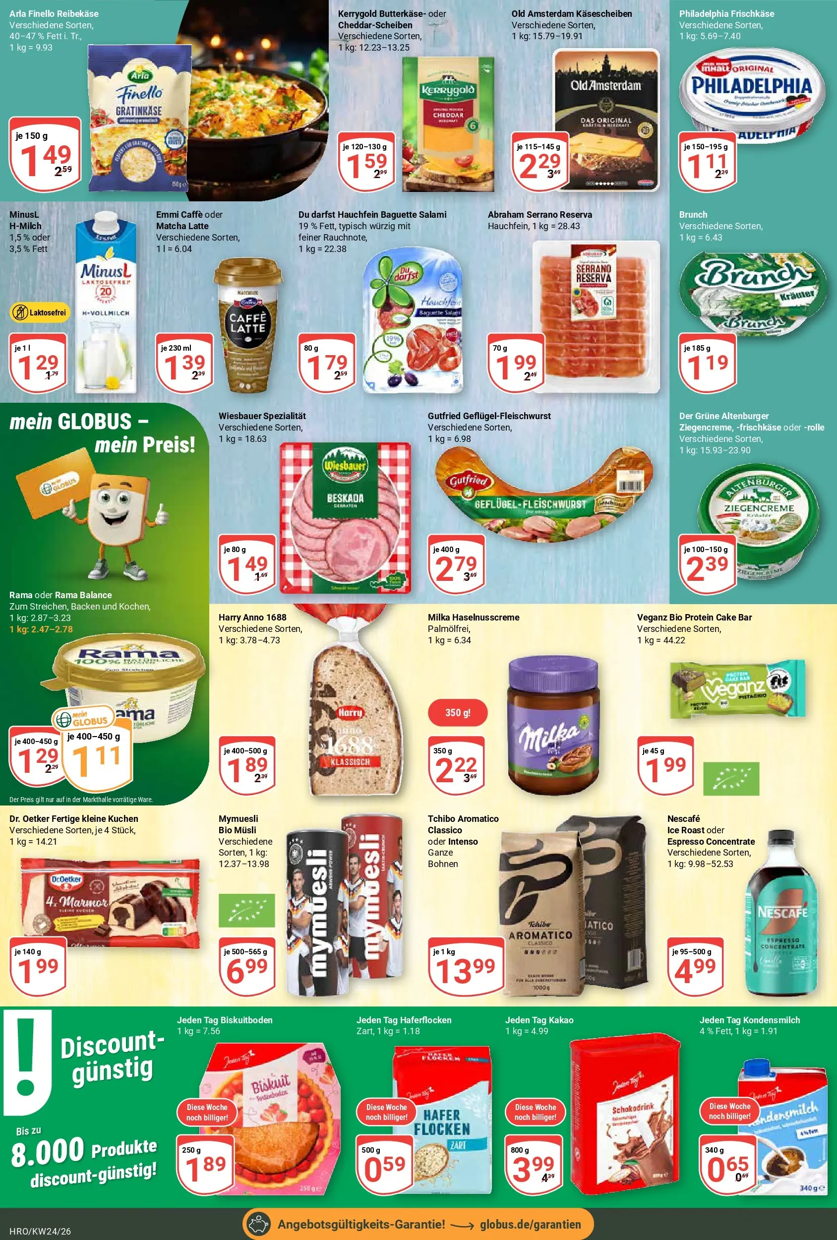 Globus Prospekt Rostock (ab 08.06.2026) » Angebote online | Seite: 18 | Produkte: Musli, Kuchen, Reibekase, Flocken