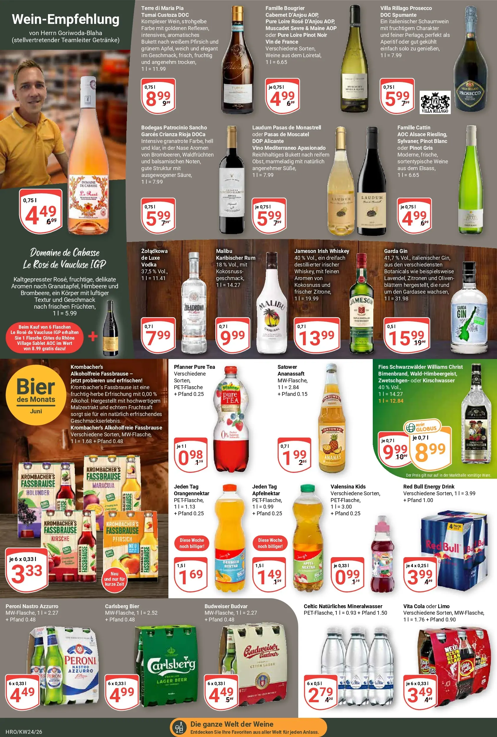 Globus Prospekt Rostock (ab 08.06.2026) » Angebote online | Seite: 20 | Produkte: Energy, Äpfel, Pfirsich, Vodka