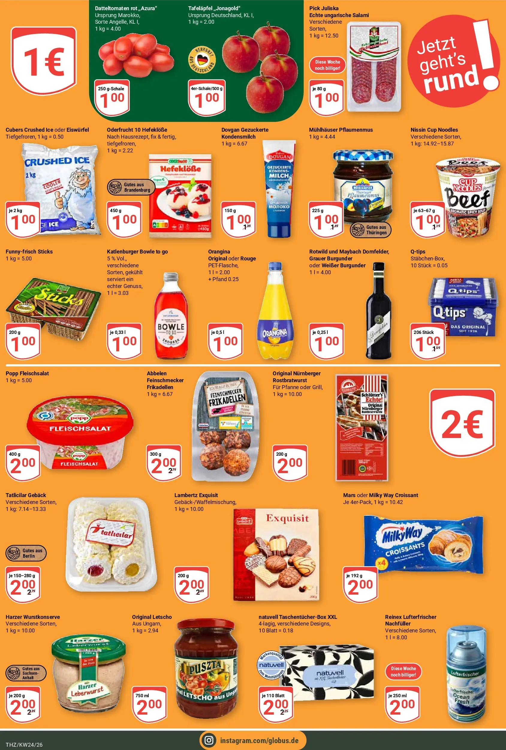 Globus Prospekt Zeitz (ab 08.06.2026) » Angebote online | Seite: 25 | Produkte: Milch, Rouge, Mars, Salami