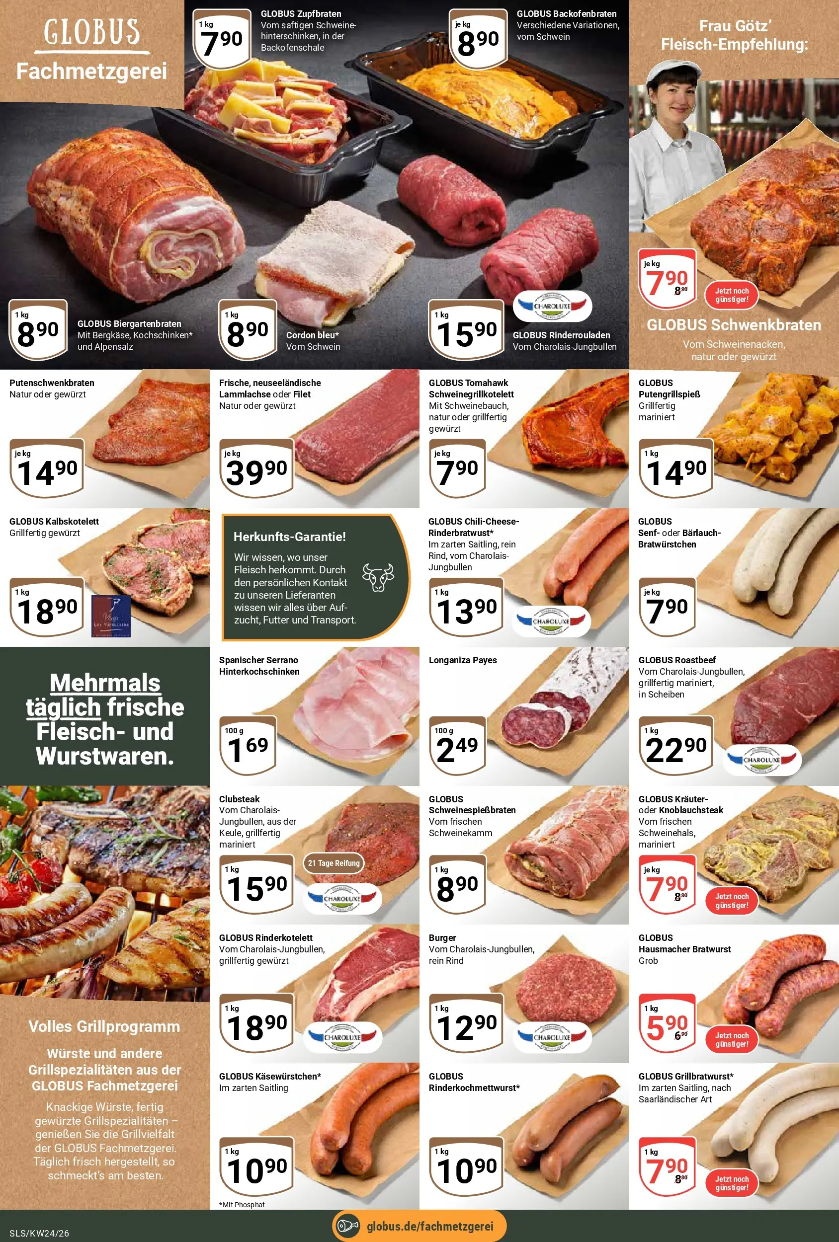 Globus Prospekt Saarlouis (ab 08.06.2026) » Angebote online | Seite: 15 | Produkte: Rinderrouladen, Bratwurst, Burger, Roastbeef