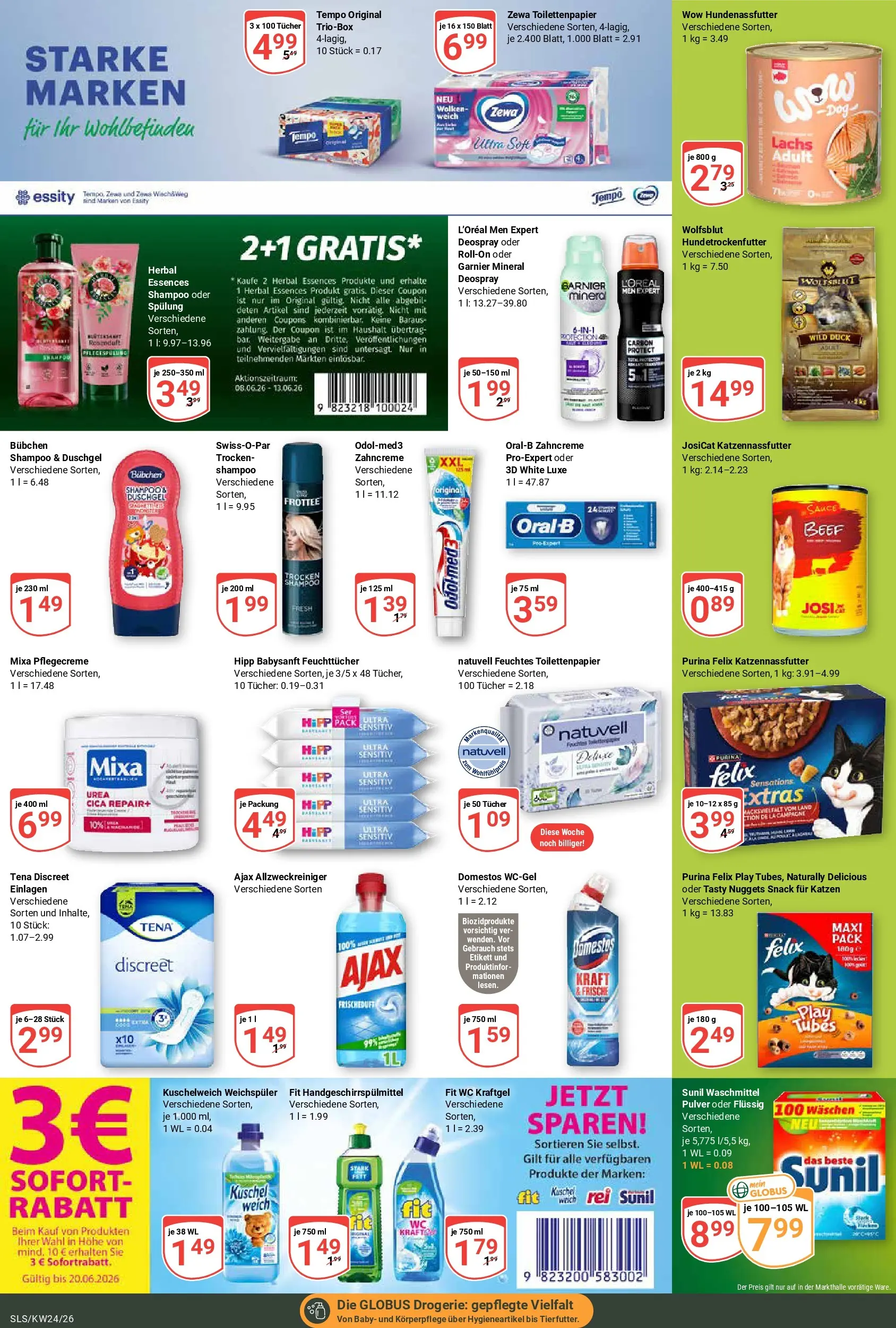 Globus Prospekt Saarlouis (ab 08.06.2026) » Angebote online | Seite: 23 | Produkte: Duschgel, Deospray, Toilettenpapier, Feuchtes Toilettenpapier