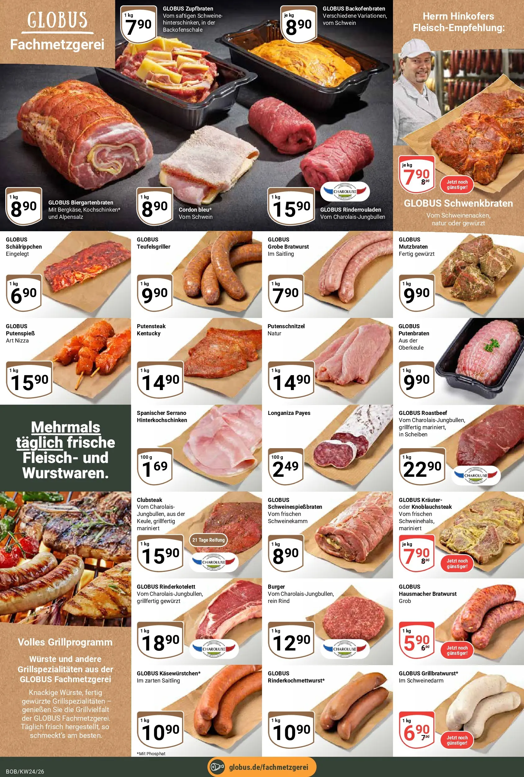 Globus Prospekt Bobenheim-Roxheim (ab 08.06.2026) » Angebote online | Seite: 13 | Produkte: Rinderrouladen, Bratwurst, Burger, Fleisch