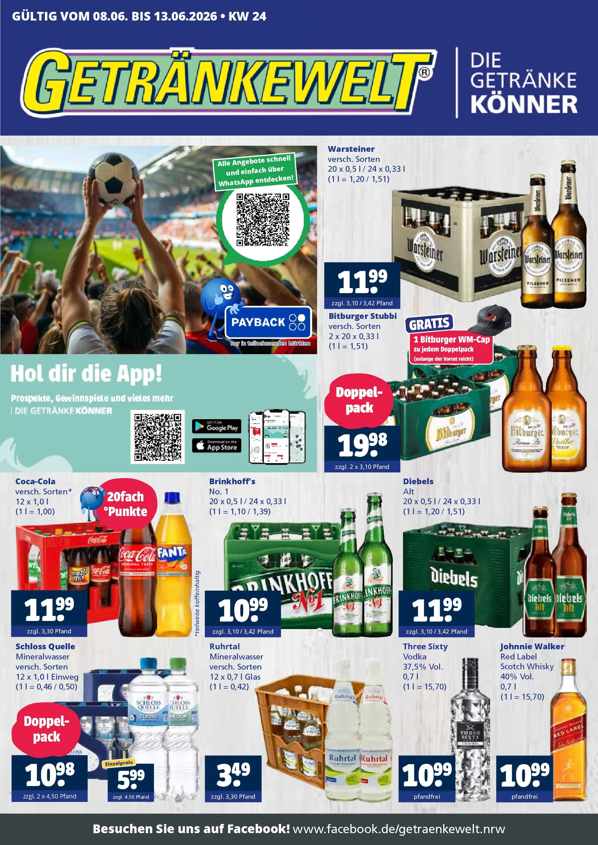 Angebote - Getränkewelt HSE: Getränkeangebote (ab 07.06.2026) zum Blättern | Seite: 1 | Produkte: Bitburger, Fanta, Mineralwasser, Warsteiner
