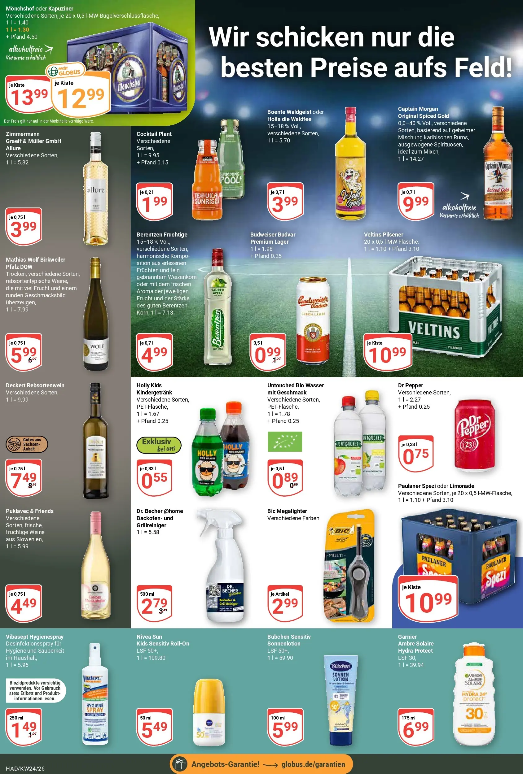 Globus Prospekt Halle (saale) (ab 08.06.2026) » Angebote online | Seite: 8 | Produkte: Wasser, Sonnenlotion, Captain morgan, Berentzen