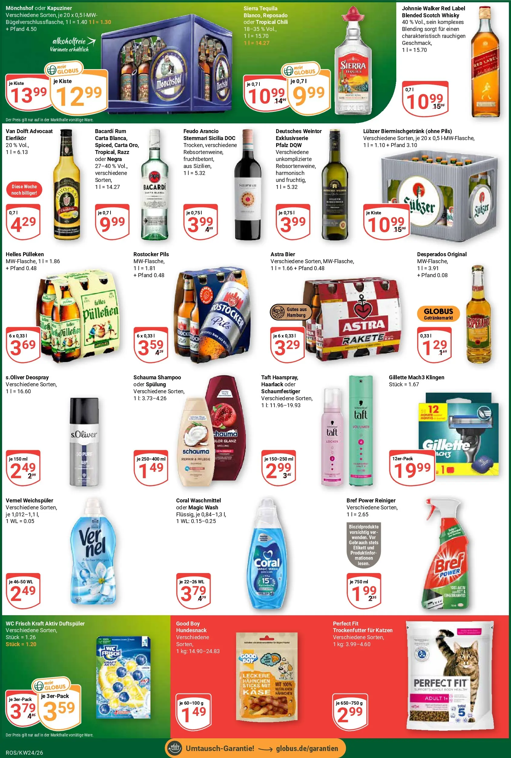 Globus Prospekt Lambrechtshagen (ab 08.06.2026) » Angebote online | Seite: 7 | Produkte: Hahnchen, Spülung, Tequila, Waschmittel