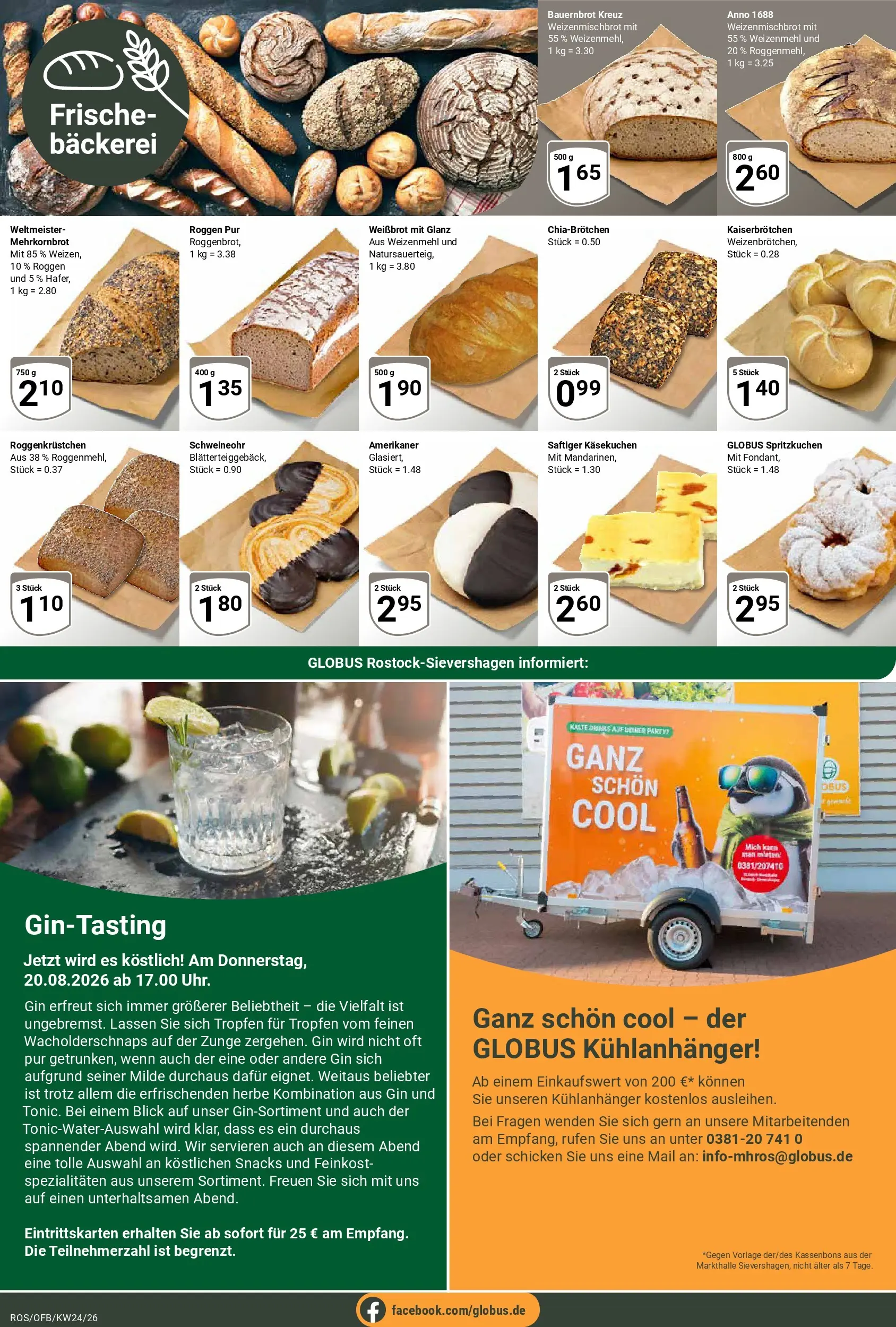 Globus Prospekt Lambrechtshagen (ab 08.06.2026) » Angebote online | Seite: 14 | Produkte: Bäckerei, Weizenmehl, Gin