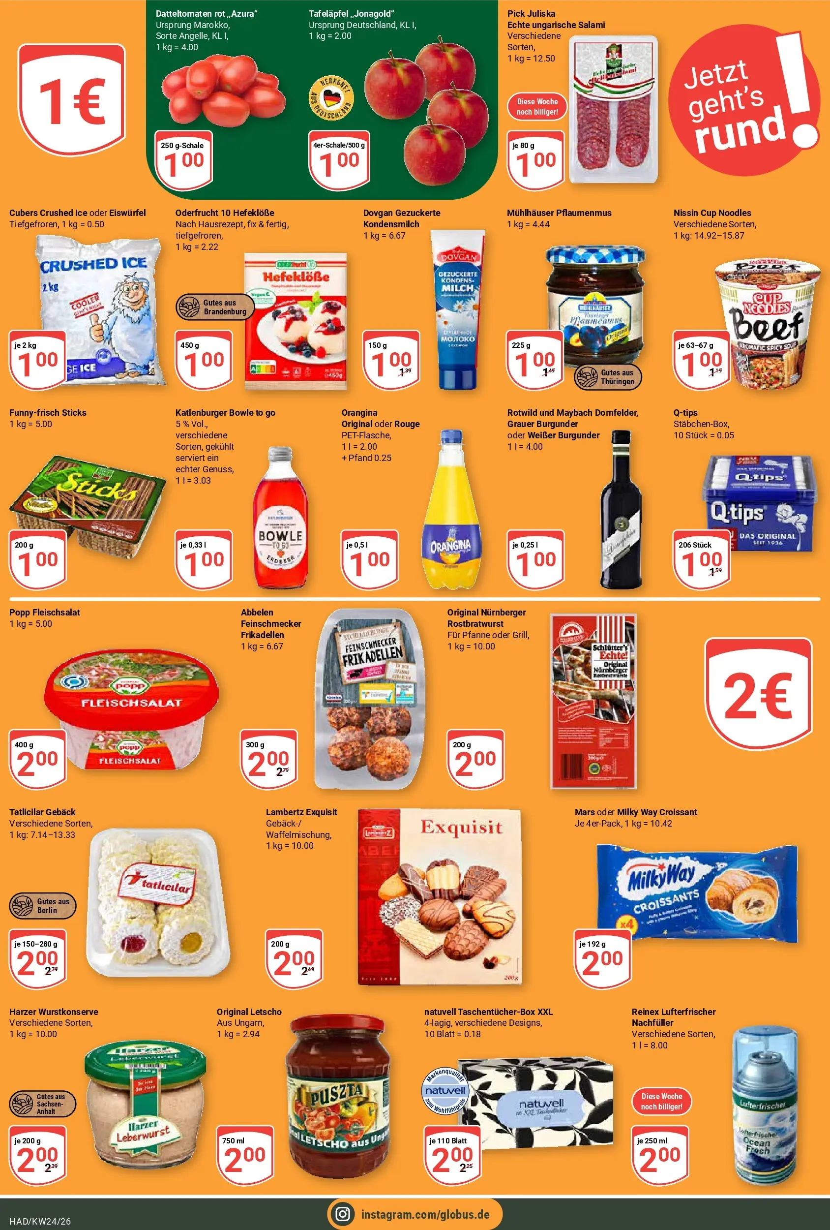 Globus Prospekt Halle (saale) (ab 08.06.2026) » Angebote online | Seite: 25 | Produkte: Milch, Rouge, Mars, Croissant