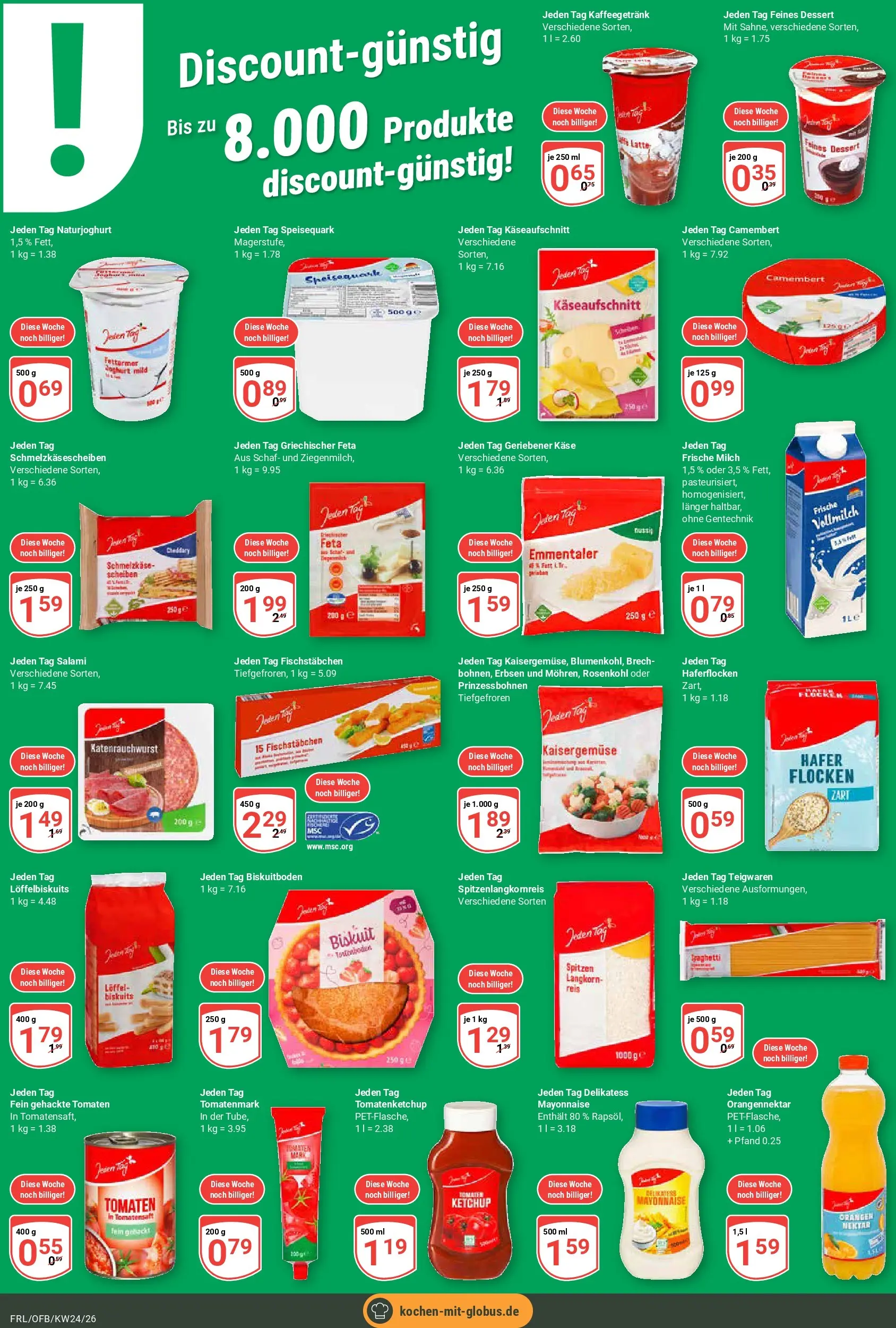 Globus Prospekt Freilassing (ab 08.06.2026) » Angebote online | Seite: 19 | Produkte: Feta, Milch, Fischstabchen, Erbsen