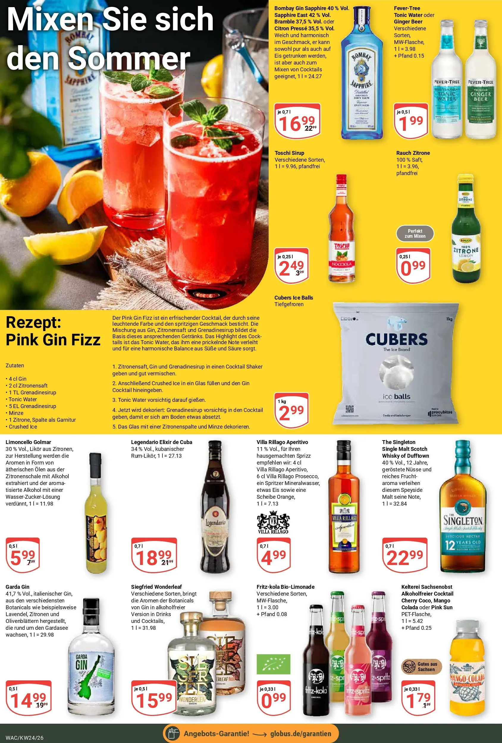 Globus Prospekt Markkleeberg (ab 08.06.2026) » Angebote online | Seite: 19 | Produkte: Sirup, Gin, Eis, Zitronen