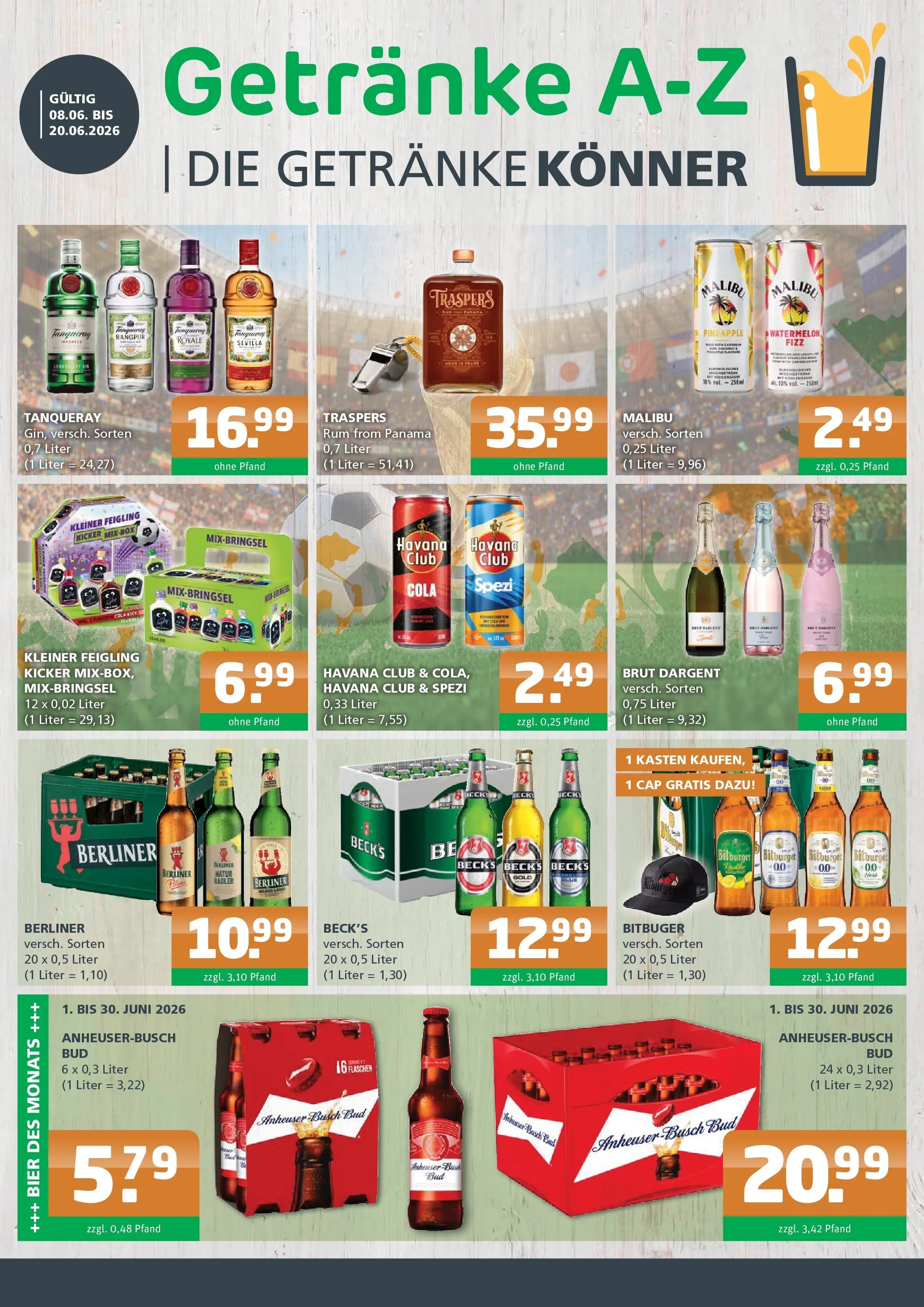 Angebote - Getränke A-Z: Getränkeangebote (ab 07.06.2026) zum Blättern | Seite: 1 | Produkte: Berliner, Bitburger, Bier, Bad
