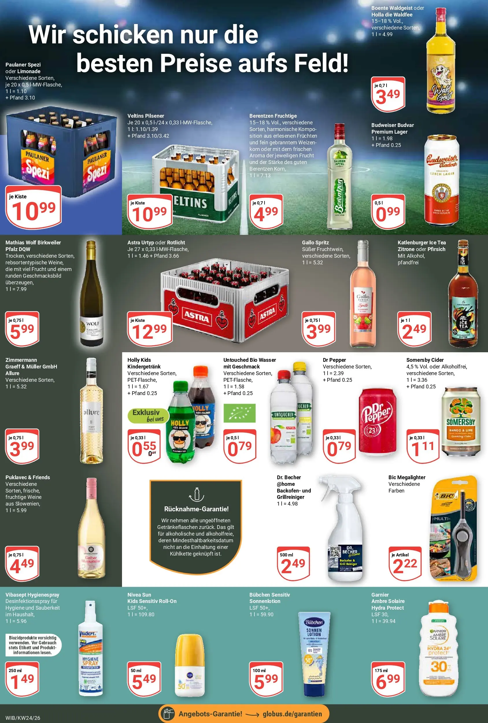 Globus Prospekt Wiesbaden-Nordenstadt (ab 08.06.2026) » Angebote online | Seite: 8 | Produkte: Wasser, Zitrone, Pfirsich, Sonnenlotion