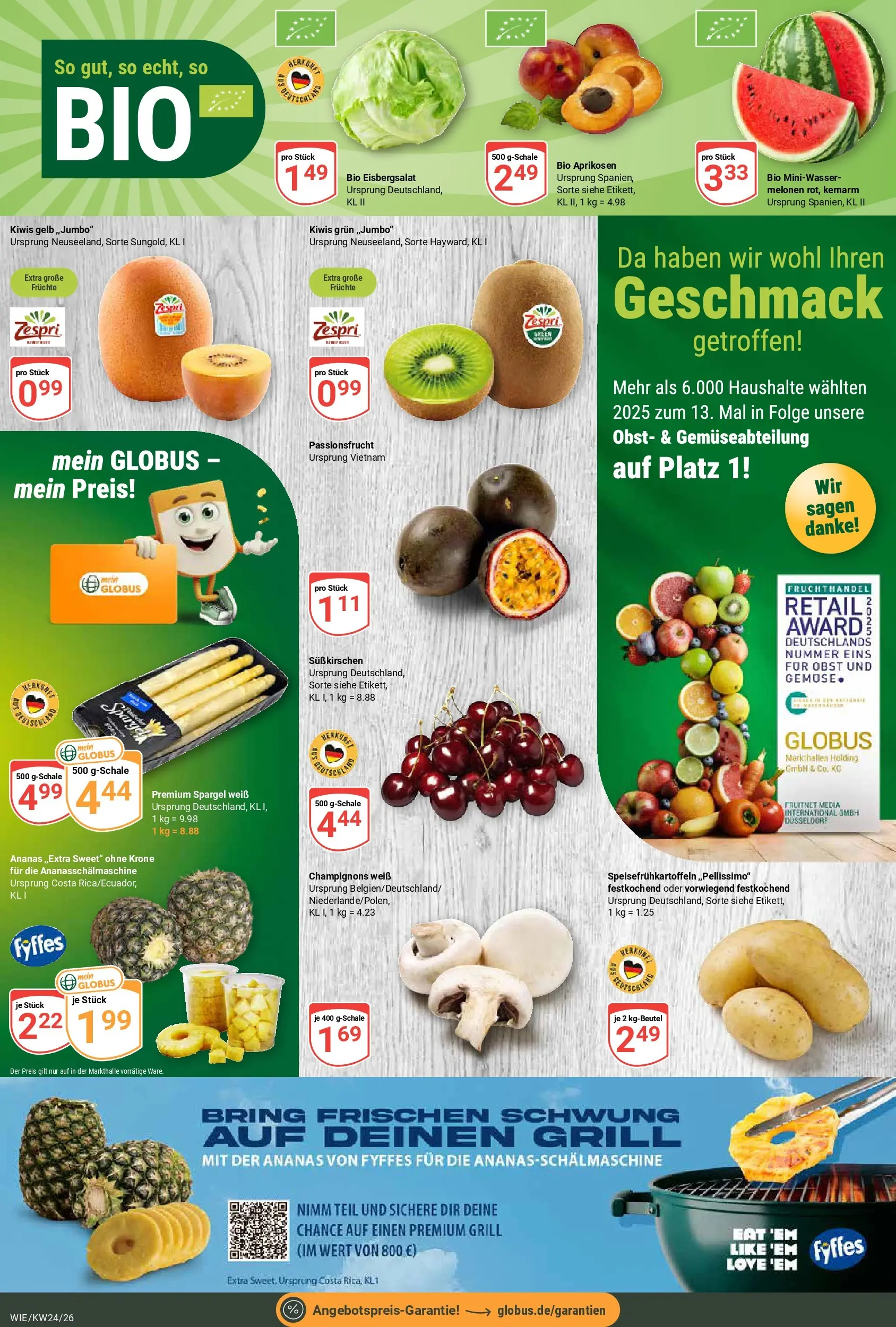 Globus Prospekt Waghäusel (ab 08.06.2026) » Angebote online | Seite: 11 | Produkte: Grill, Spargel, Champignons, Obst