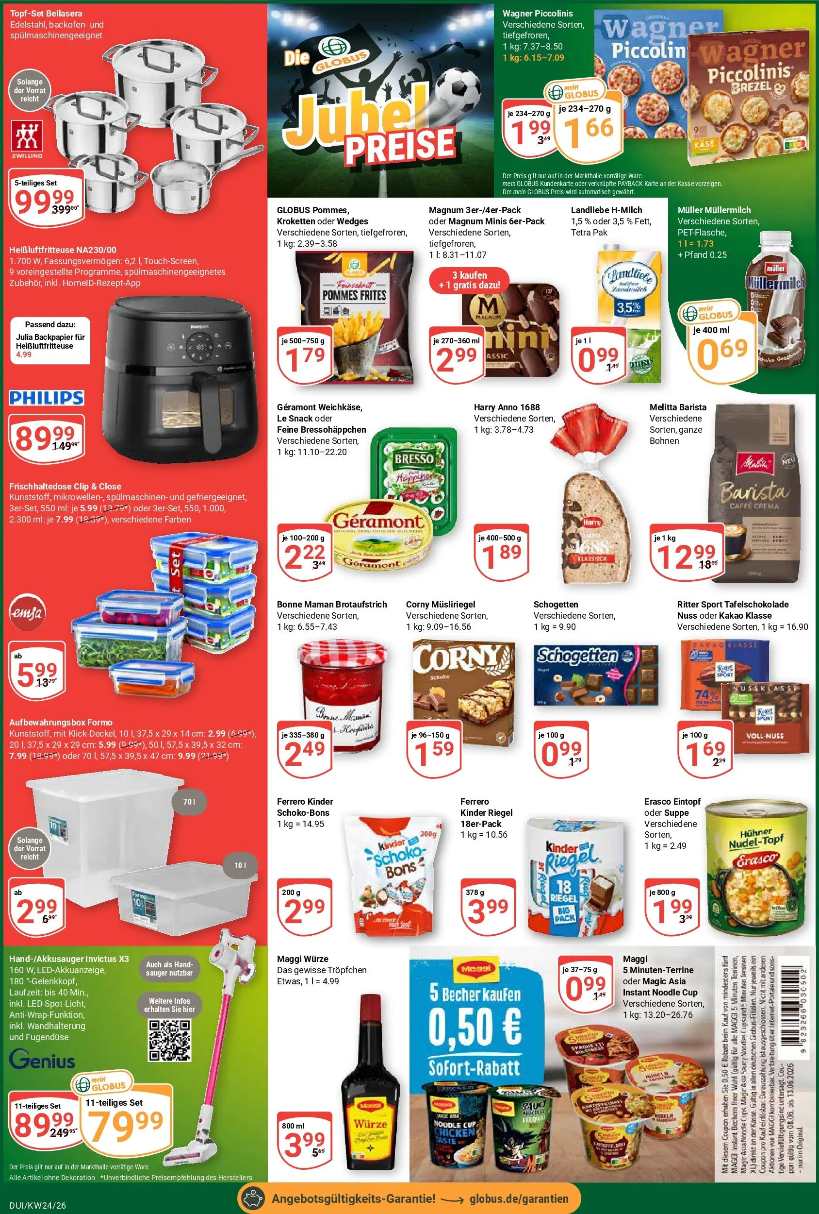 Globus Prospekt Duisburg (ab 08.06.2026) » Angebote online | Seite: 4 | Produkte: Philips, Kinder riegel, Erasco, Heißluftfritteuse