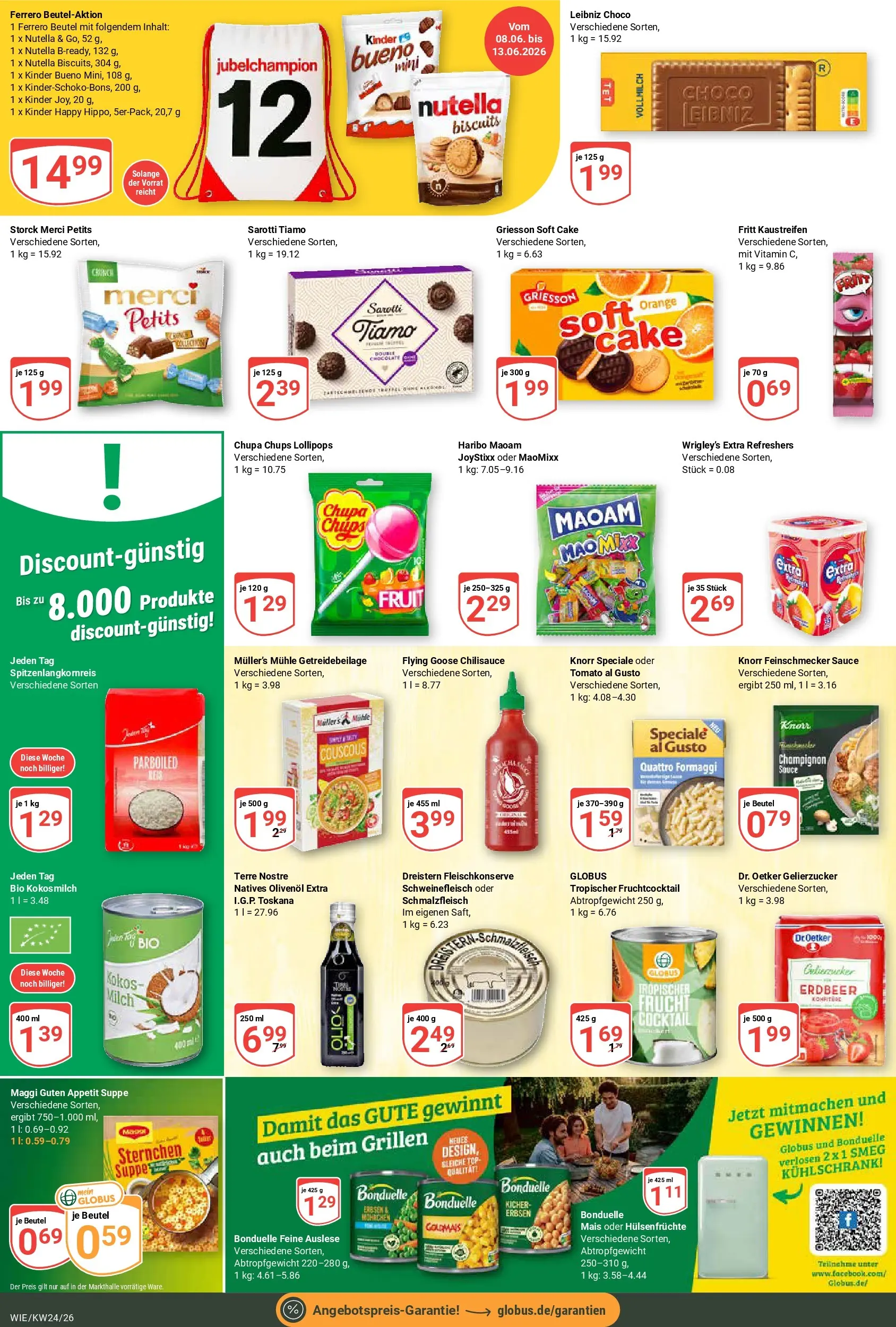 Globus Prospekt Waghäusel (ab 08.06.2026) » Angebote online | Seite: 17 | Produkte: Haribo, Kinder bueno, Nutella, Erbsen