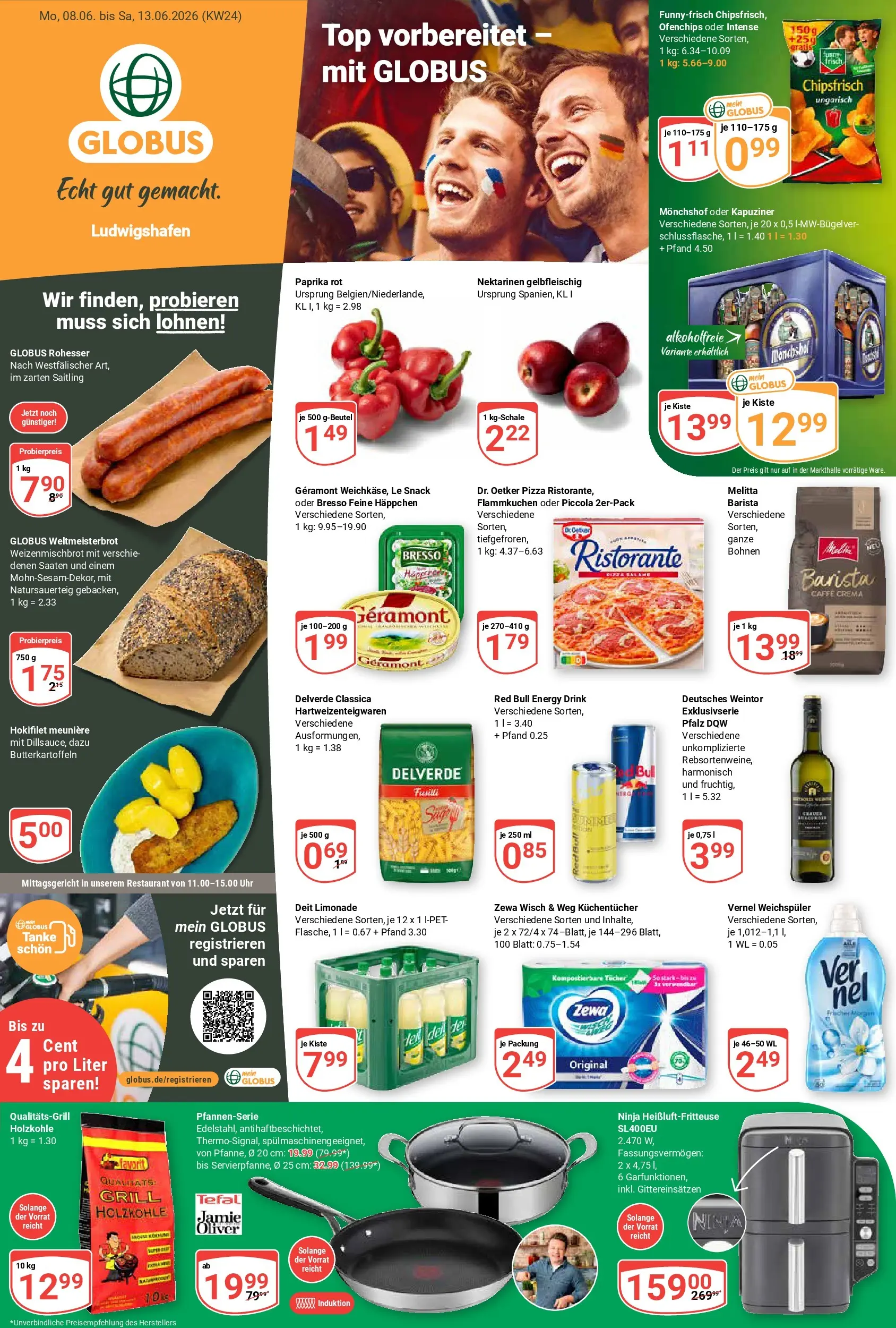 Globus Prospekt Ludwigshafen-Oggersheim (ab 08.06.2026) » Angebote online | Seite: 3 | Produkte: Nektarinen, Bresso, Paprika, Uhr