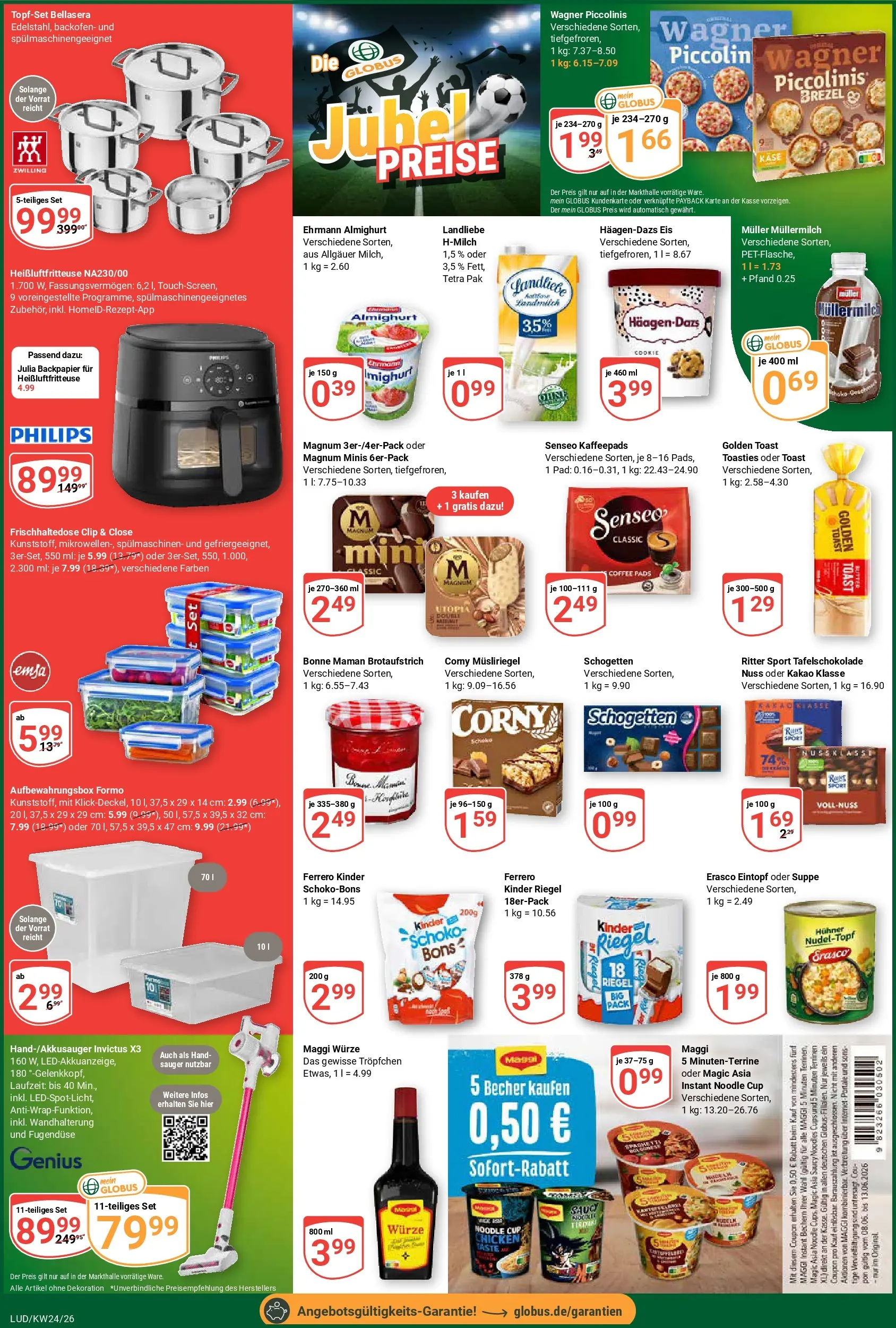 Globus Prospekt Ludwigshafen-Oggersheim (ab 08.06.2026) » Angebote online | Seite: 4 | Produkte: Piccolinis, Müllermilch, Schogetten, Eis
