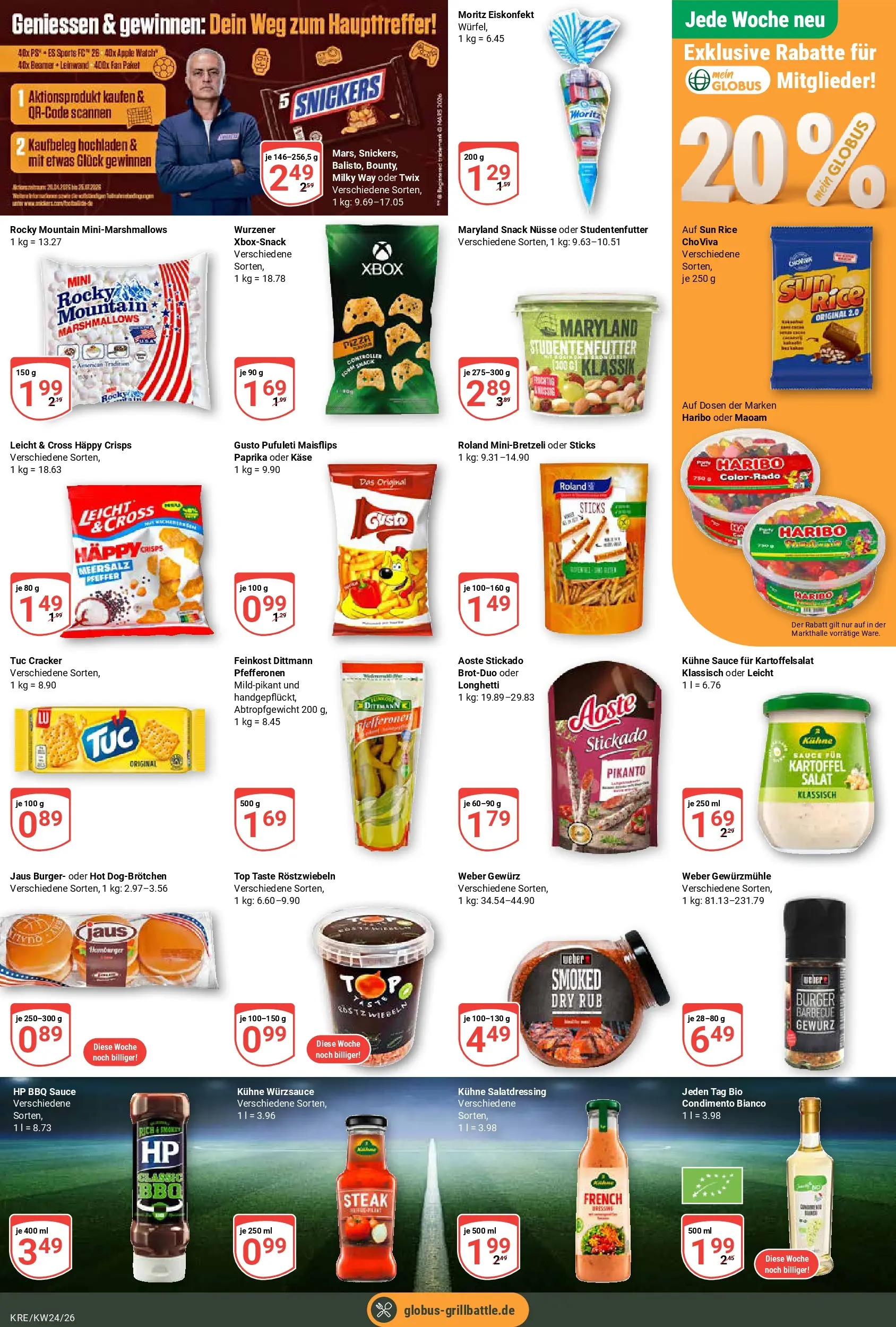Globus Prospekt Krefeld (ab 08.06.2026) » Angebote online | Seite: 7 | Produkte: Top, Snickers, Apple, Nüsse