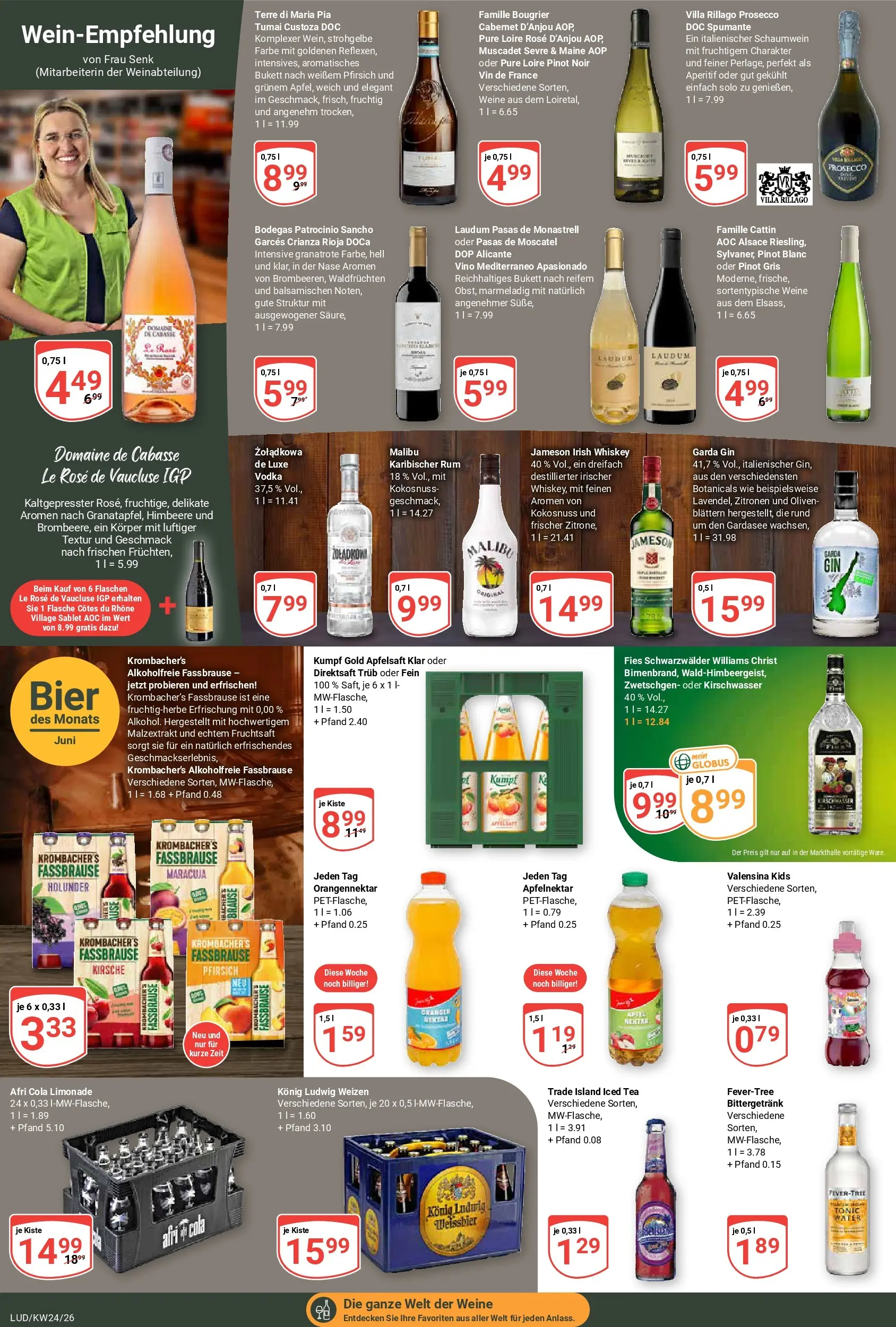 Globus Prospekt Ludwigshafen-Oggersheim (ab 08.06.2026) » Angebote online | Seite: 18 | Produkte: Limonade, Pfirsich, Vodka, Fruchtsaft