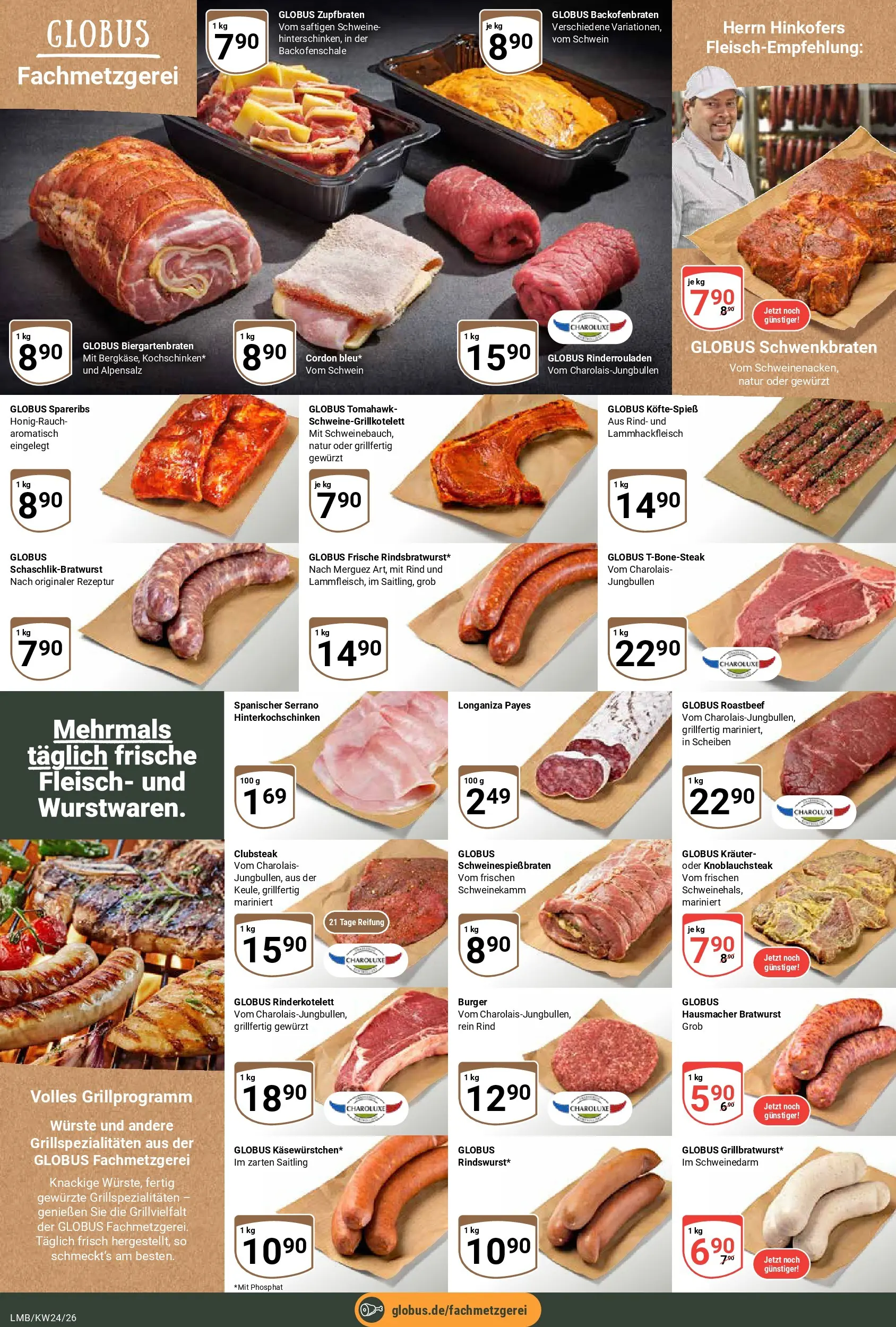 Globus Prospekt Limburg (ab 08.06.2026) » Angebote online | Seite: 13 | Produkte: Bratwurst, Schweinenacken, Roastbeef, Fleisch