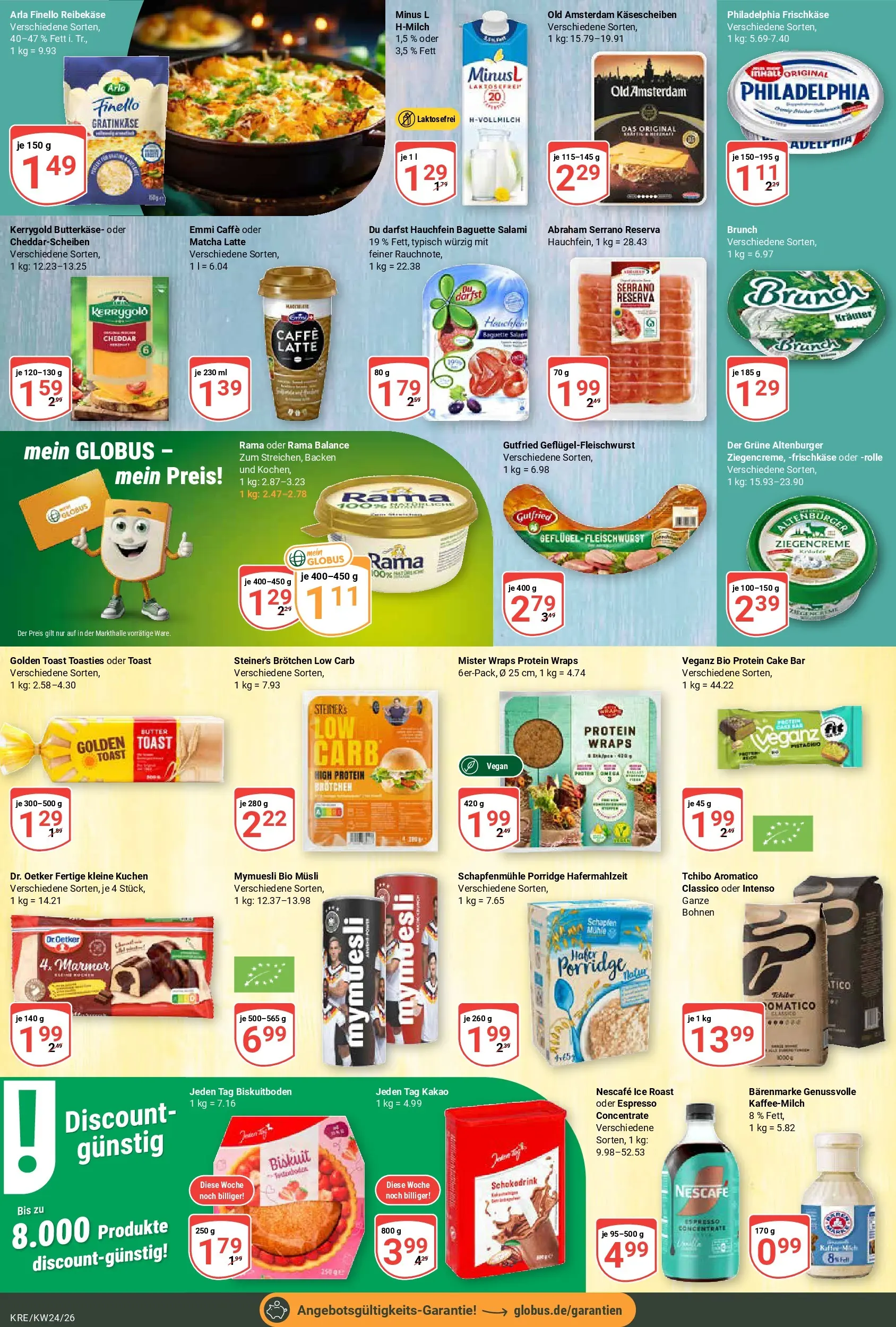 Globus Prospekt Krefeld (ab 08.06.2026) » Angebote online | Seite: 16 | Produkte: Musli, Mühle, Baguette, Reibekase