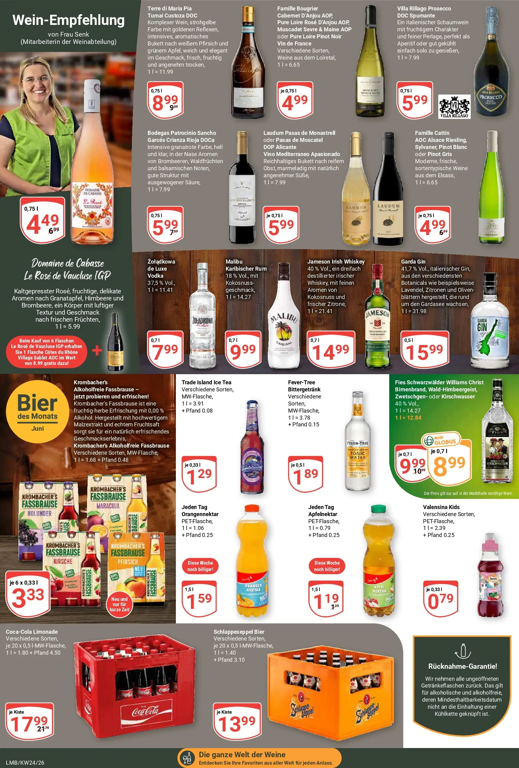 Globus Prospekt Limburg (ab 08.06.2026) » Angebote online | Seite: 18 | Produkte: Rum, Pfirsich, Himbeere, Vodka