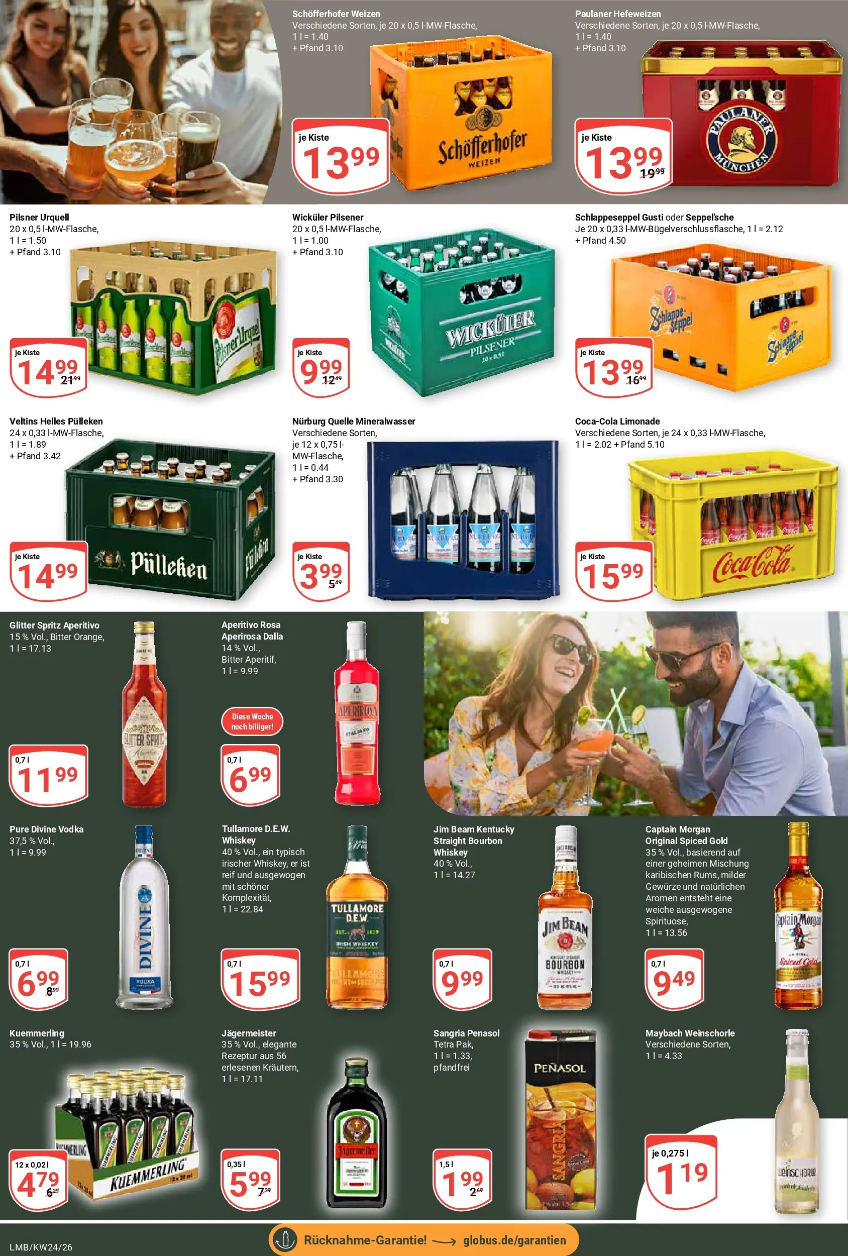Globus Prospekt Limburg (ab 08.06.2026) » Angebote online | Seite: 19 | Produkte: Jim beam, Mineralwasser, Weinschorle, Kuemmerling