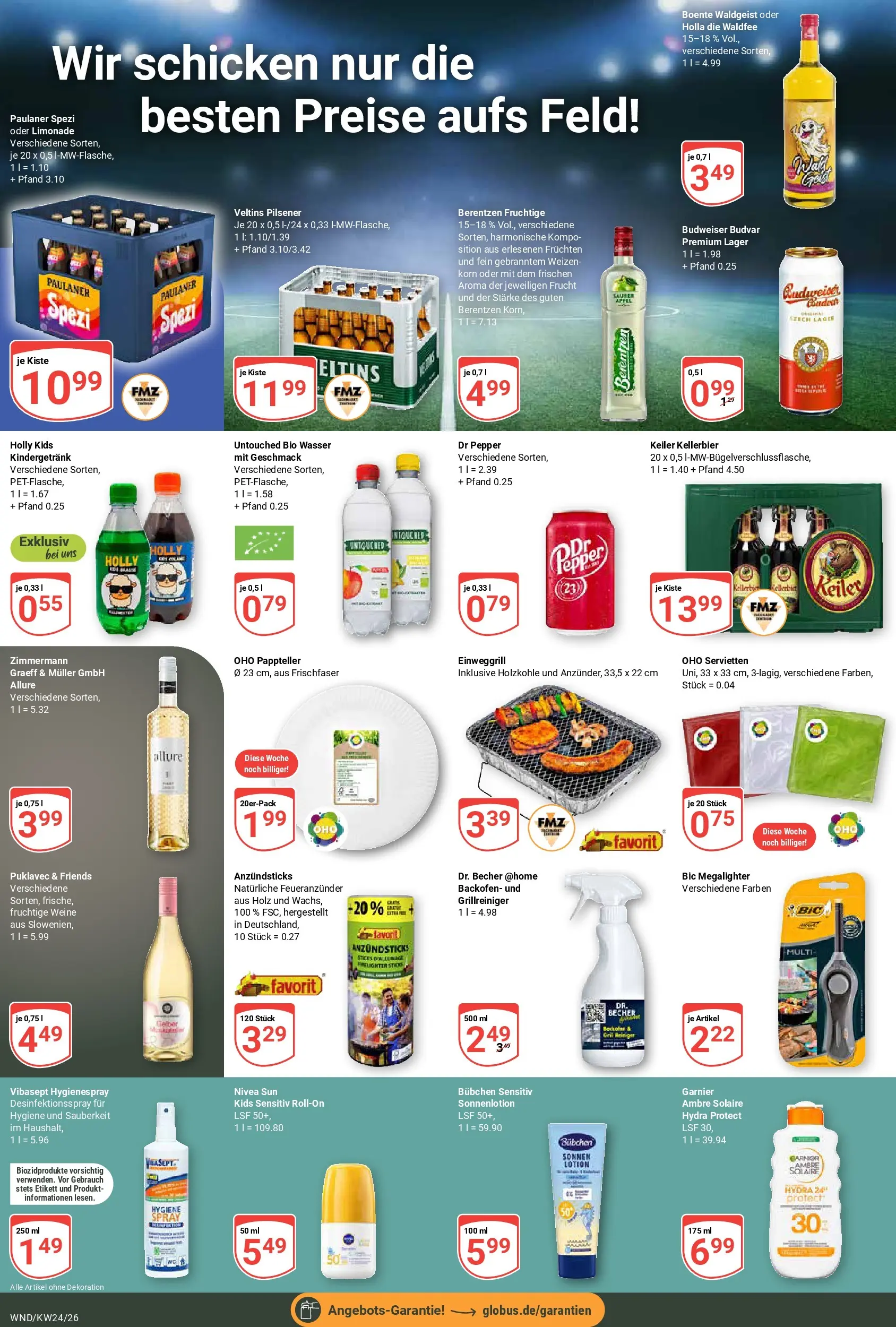 Globus Prospekt St. Wendel (ab 08.06.2026) » Angebote online | Seite: 12 | Produkte: Sonnenlotion, Budweiser, Paulaner, Berentzen