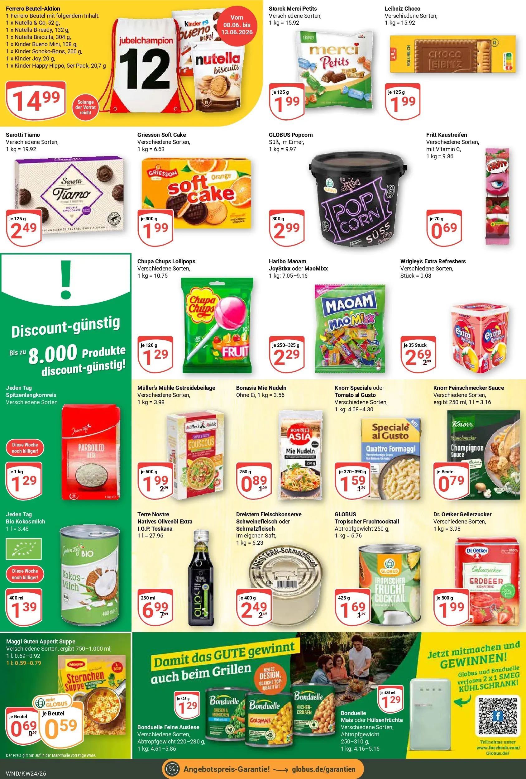 Globus Prospekt St. Wendel (ab 08.06.2026) » Angebote online | Seite: 20 | Produkte: Gelierzucker, Milch, Kühlschrank, Nutella