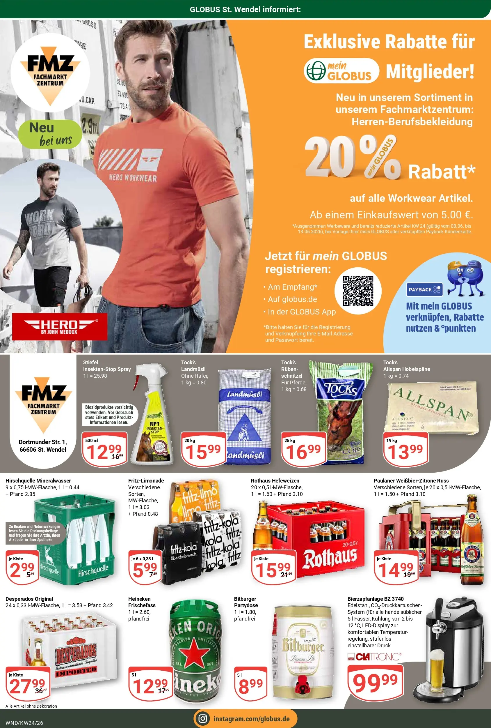 Globus Prospekt St. Wendel (ab 08.06.2026) » Angebote online | Seite: 24 | Produkte: Bitburger, Schnitzel, Mineralwasser, Desperados