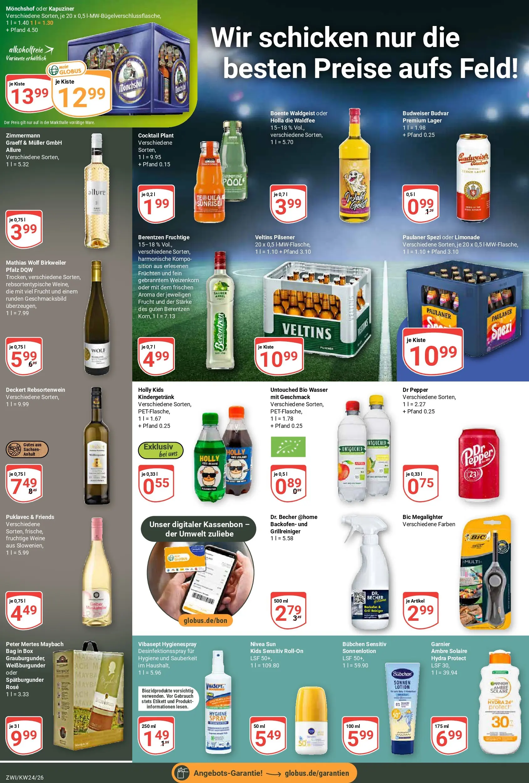 Globus Prospekt Zwickau (ab 08.06.2026) » Angebote online | Seite: 8 | Produkte: Wasser, Sonnenlotion, Paulaner, Berentzen