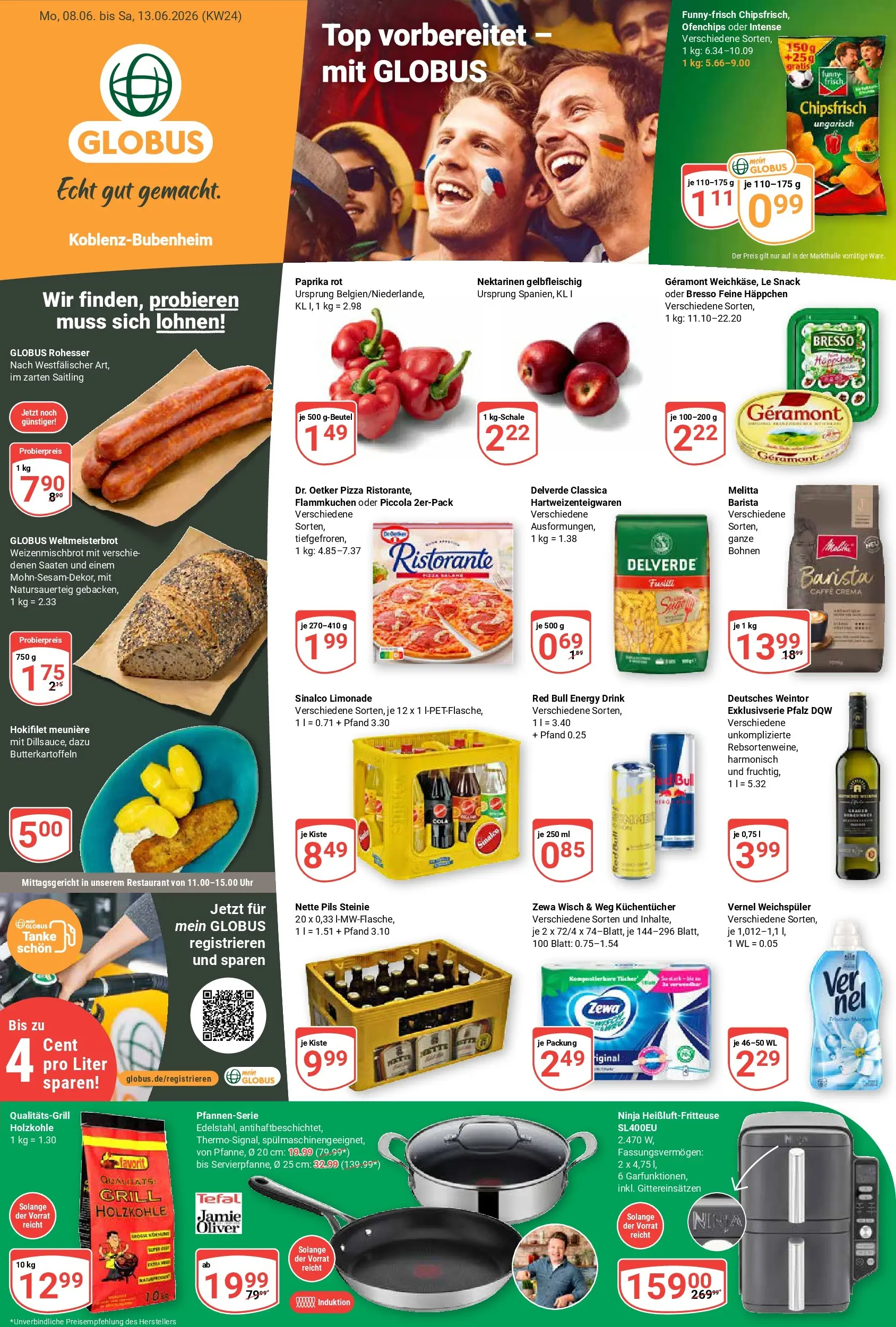 Globus Prospekt Koblenz-Bubenheim (ab 08.06.2026) » Angebote online | Seite: 3 | Produkte: Ristorante, Melitta, Grill, Paprika rot