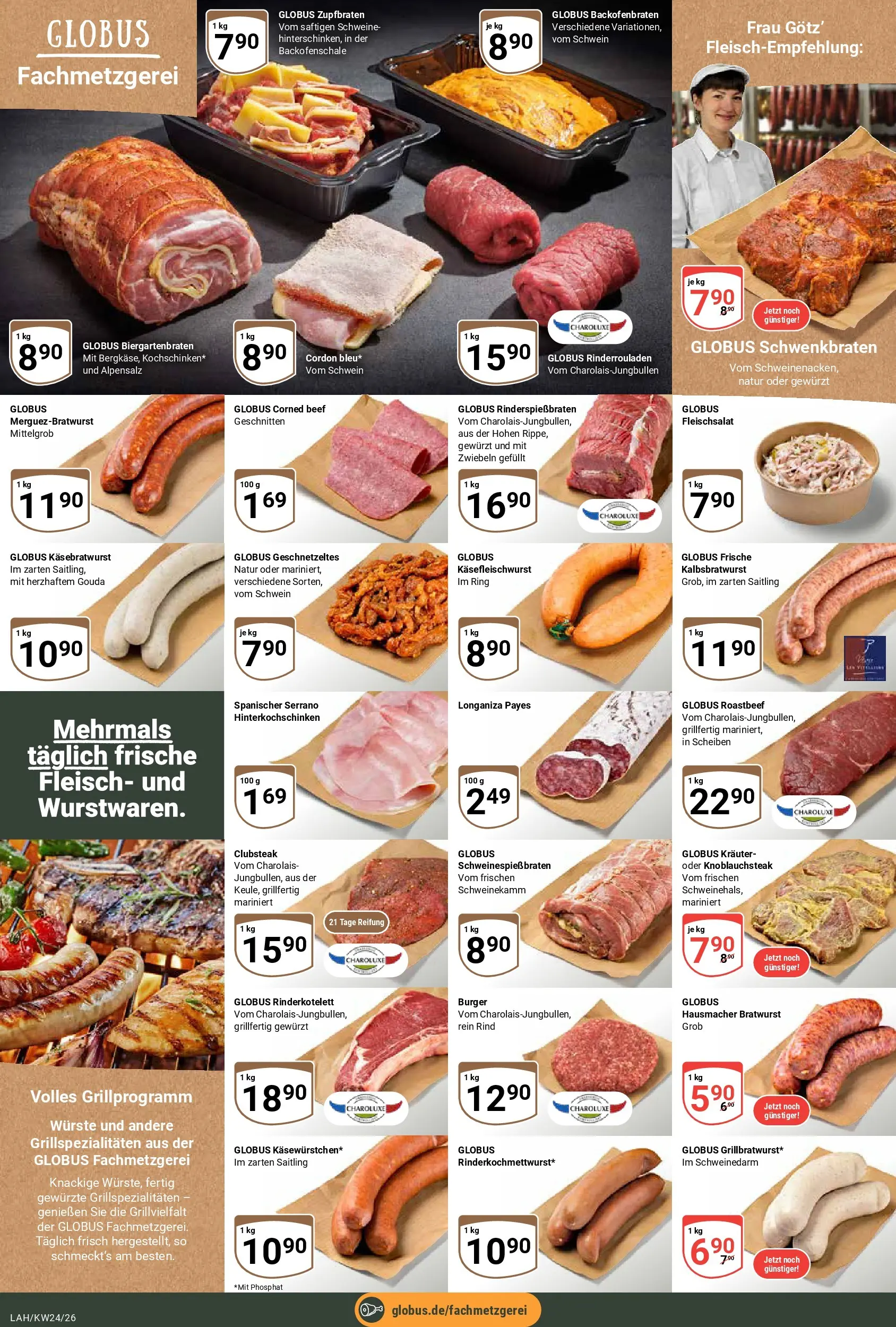 Globus Prospekt Lahnstein (ab 08.06.2026) » Angebote online | Seite: 13 | Produkte: Rinderrouladen, Gouda, Bratwurst, Roastbeef