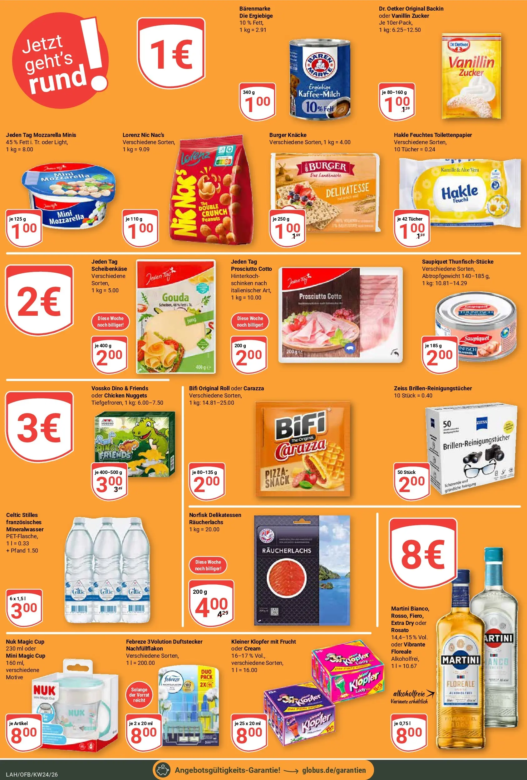 Globus Prospekt Lahnstein (ab 08.06.2026) » Angebote online | Seite: 24 | Produkte: Mozzarella, Mineralwasser, Zucker, Schinken