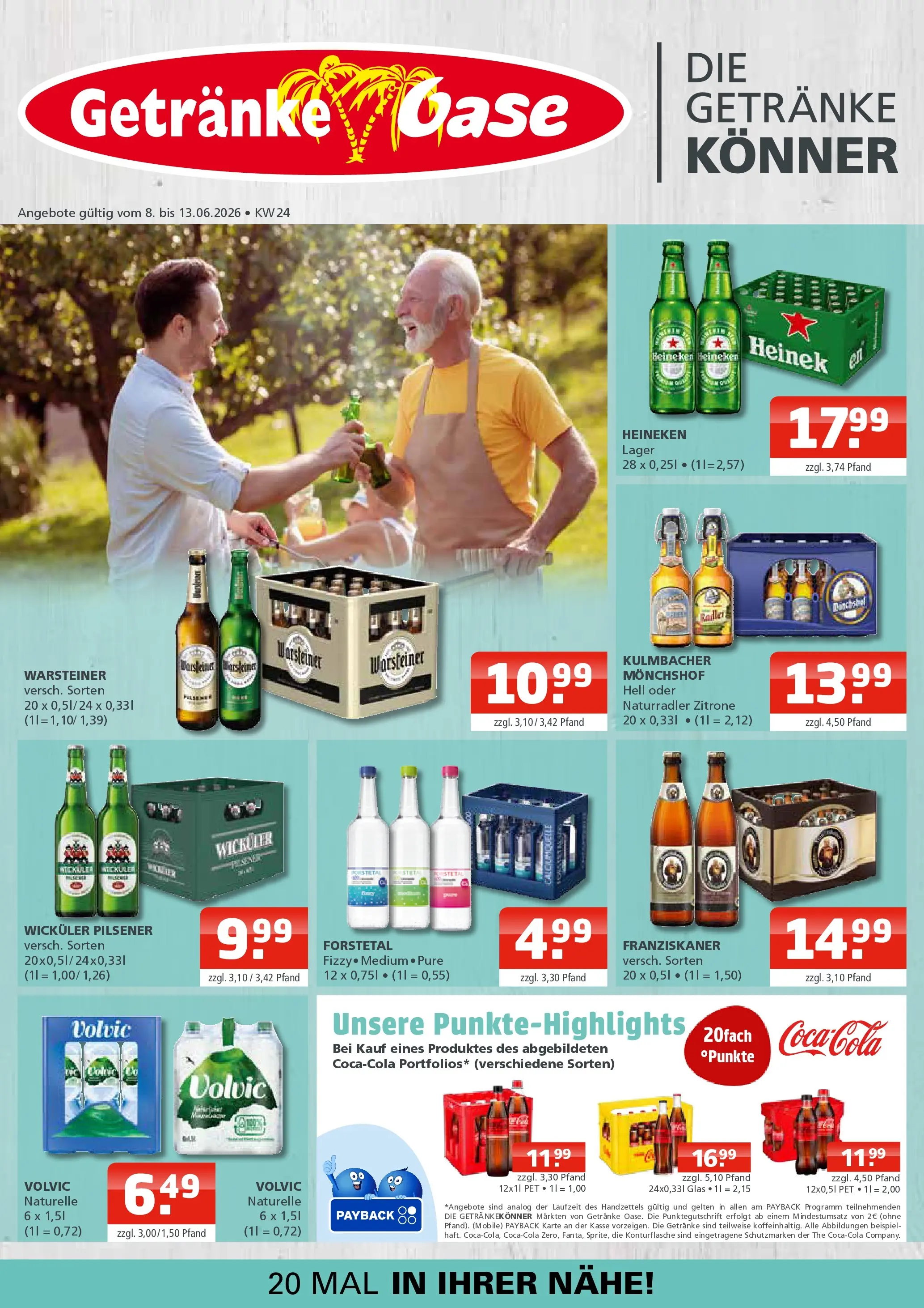 Angebote - Getränke Oase: Getränkeangebote (ab 07.06.2026) zum Blättern | Seite: 1 | Produkte: Heineken, Warsteiner, Zitrone, Volvic