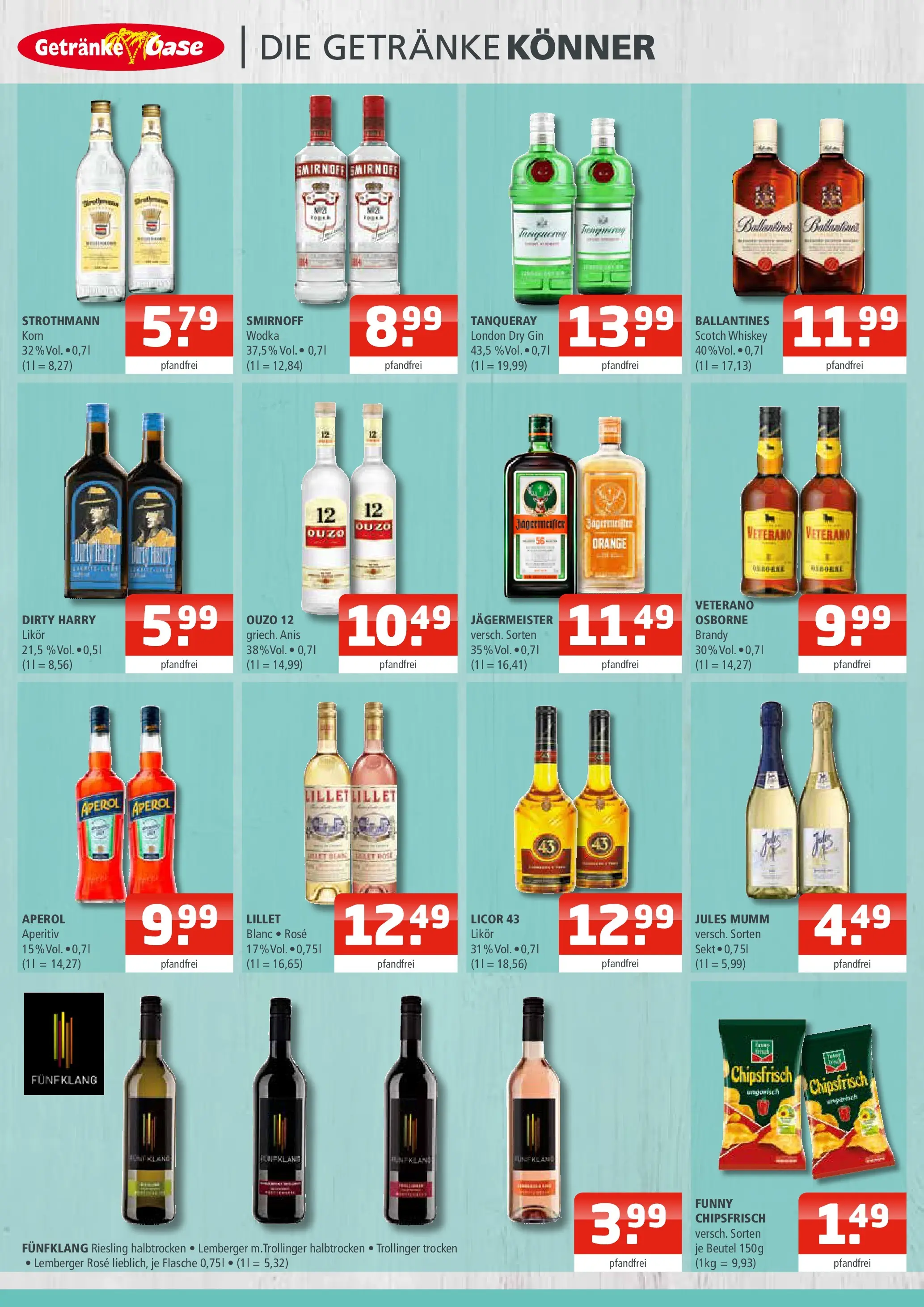 Angebote - Getränke Oase: Getränkeangebote (ab 07.06.2026) zum Blättern | Seite: 2 | Produkte: Ouzo 12, Likör, Lillet, Jägermeister