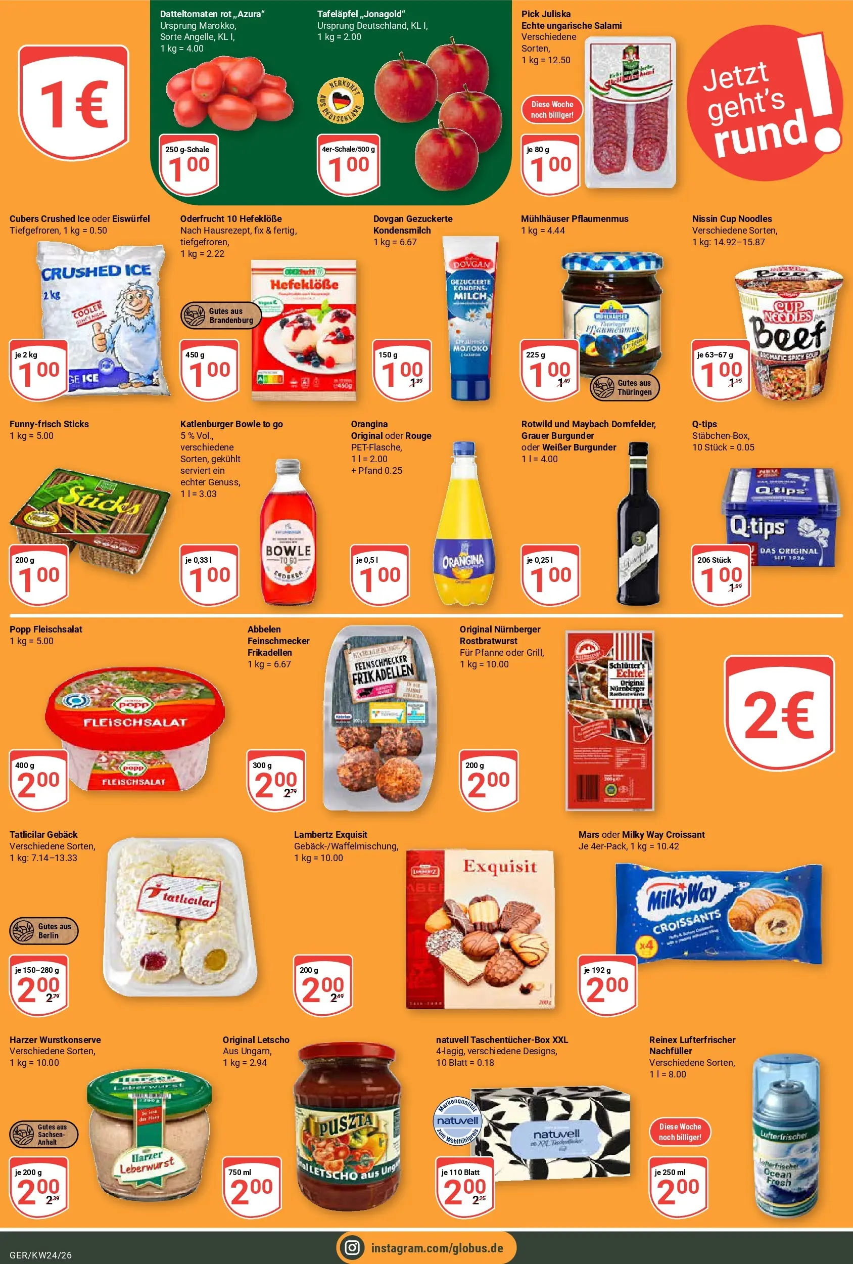 Globus Prospekt Gera (ab 08.06.2026) » Angebote online | Seite: 26 | Produkte: Rouge, Mars, Croissant, Salami
