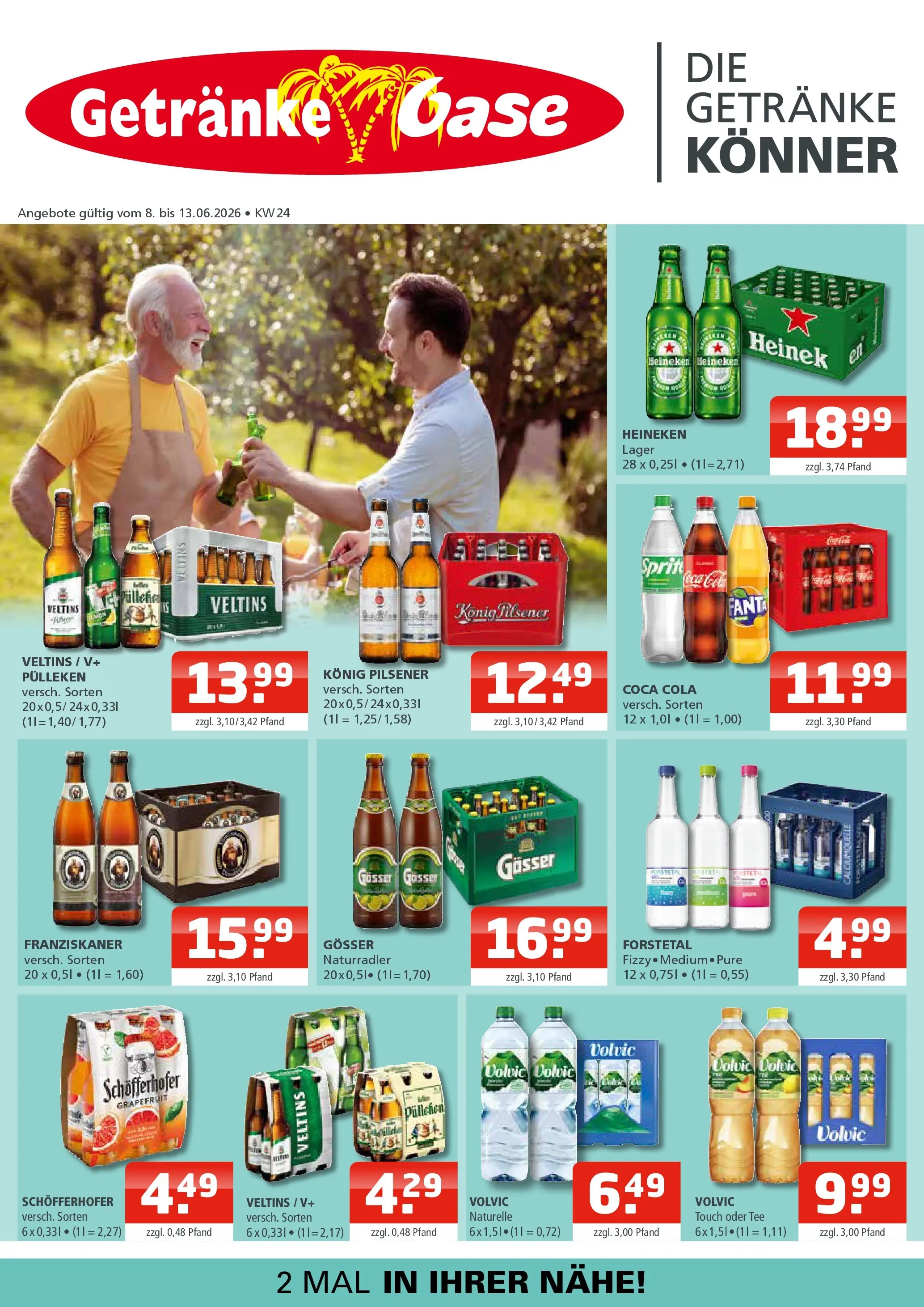 Angebote - Getränke Oase: Getränkeangebote (ab 07.06.2026) zum Blättern | Seite: 1 | Produkte: Coca cola, Fanta, Cola, Volvic