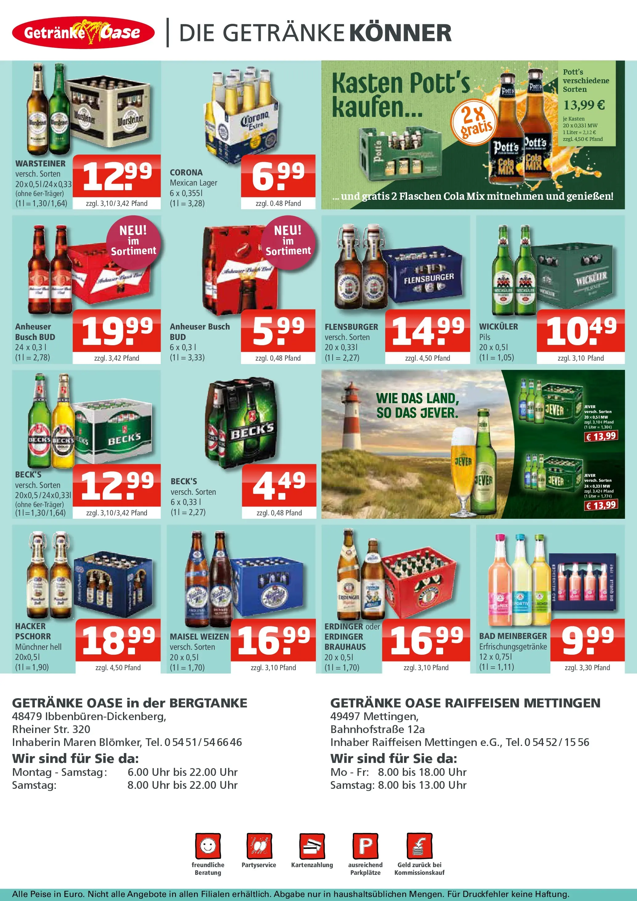 Angebote - Getränke Oase: Getränkeangebote (ab 07.06.2026) zum Blättern | Seite: 2 | Produkte: Erdinger, Flensburger, Jever, Uhr