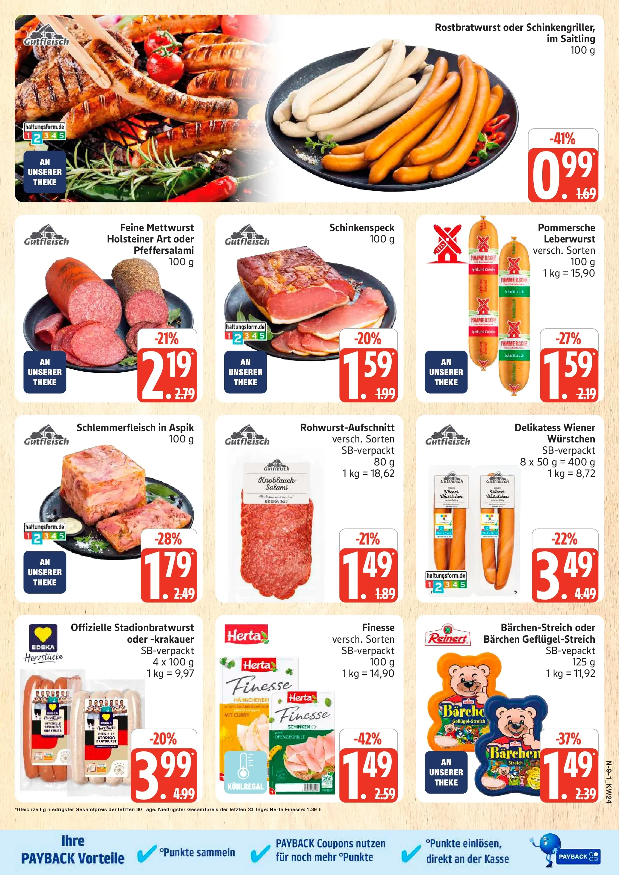 Marktkauf Prospekt Cuxhaven (ab 08.06.2026) » Angebote online | Seite: 9 | Produkte: Bratwurst, Salami, Schinken, Herta finesse