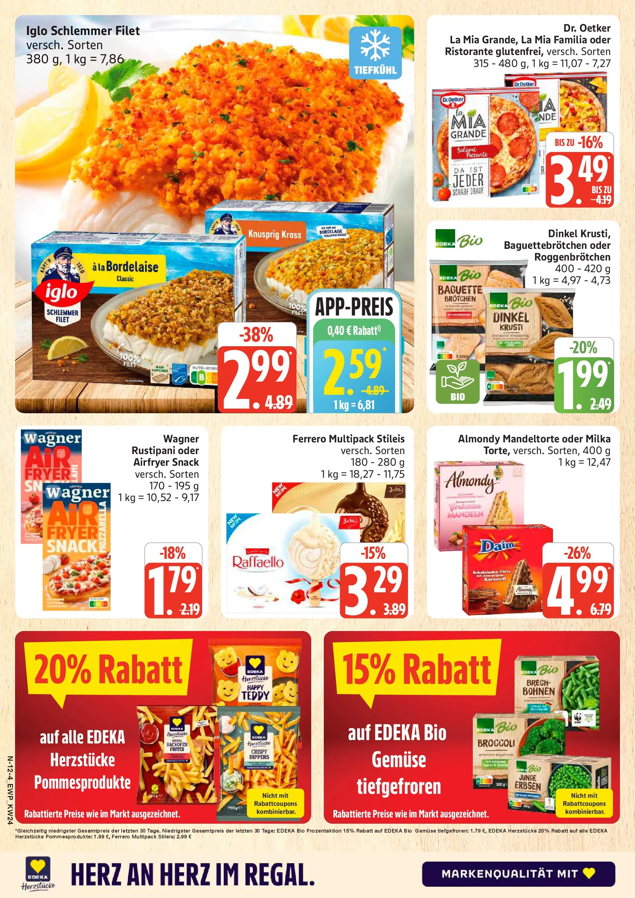Edeka prospekt Rostock (ab 08.06.2026) » Angebote Online | Seite: 12 | Produkte: Raffaello, Iglo, Baguette, Mandeln