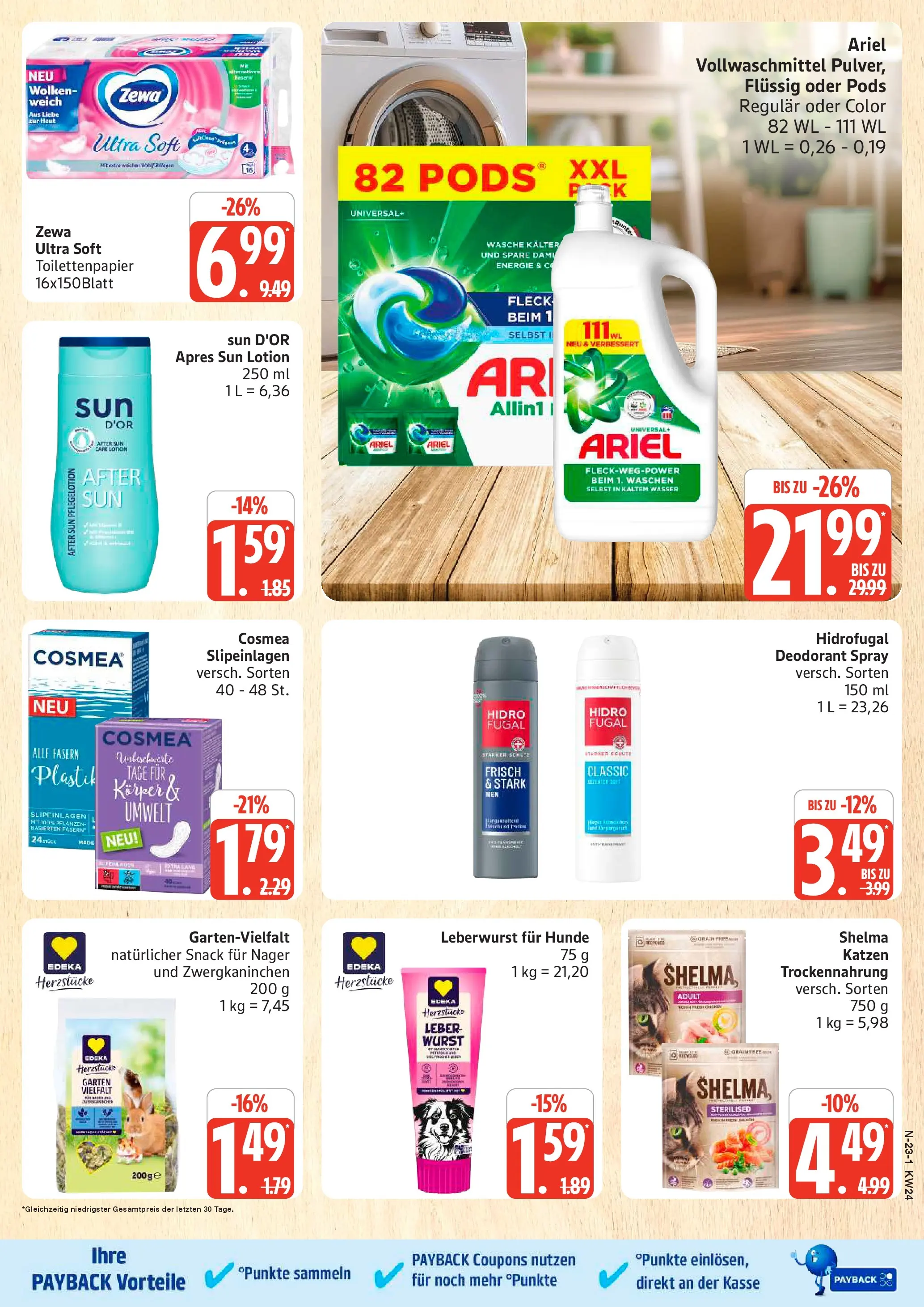 Marktkauf Prospekt Cuxhaven (ab 08.06.2026) » Angebote online | Seite: 23 | Produkte: Ariel, Deodorant, Wasser, Wurst