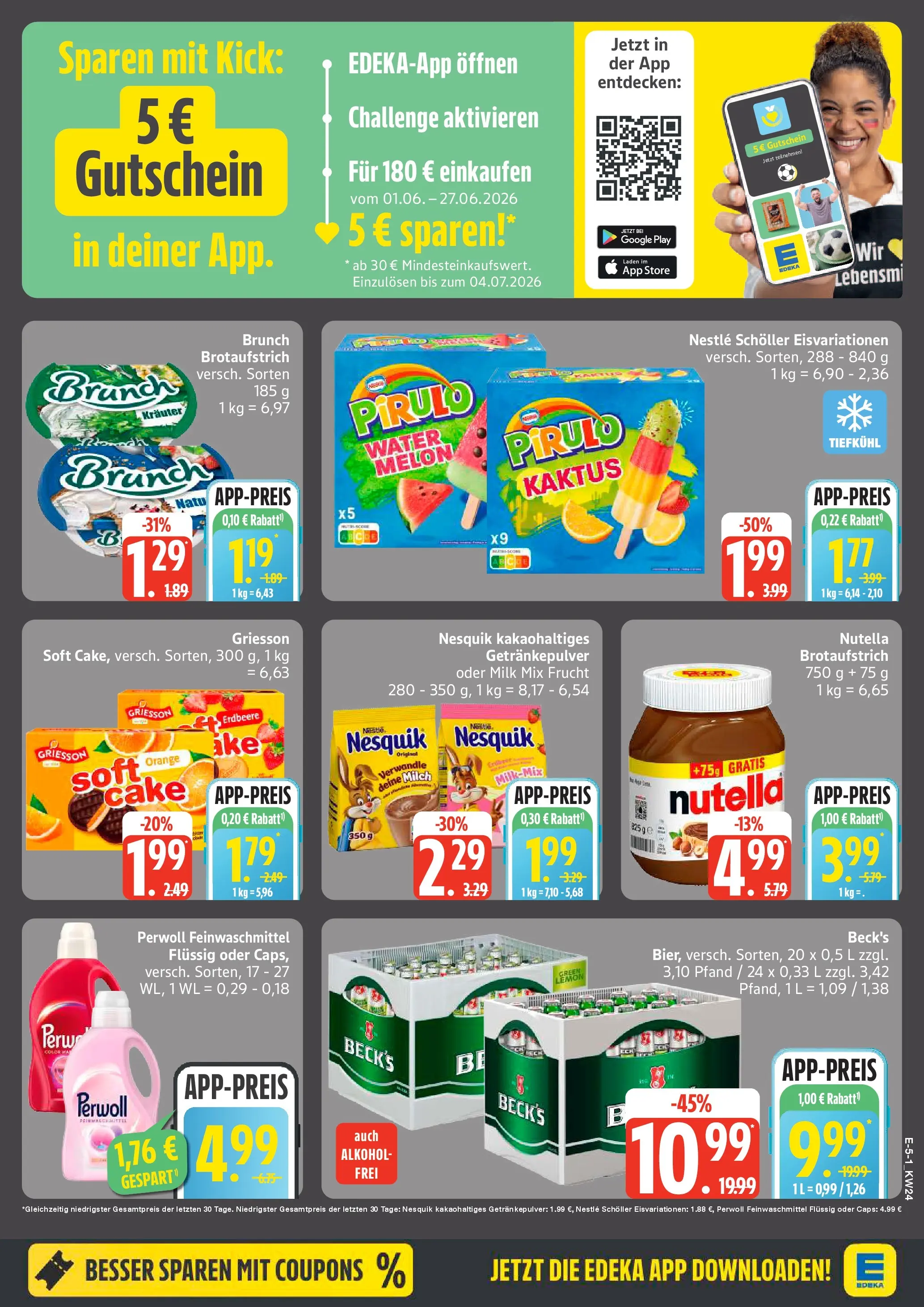 Edeka Prospekt Hamburg (ab 08.06.2026) » Angebote Online | Seite: 6 | Produkte: Nesquik, Milch, Perwoll, Nutella